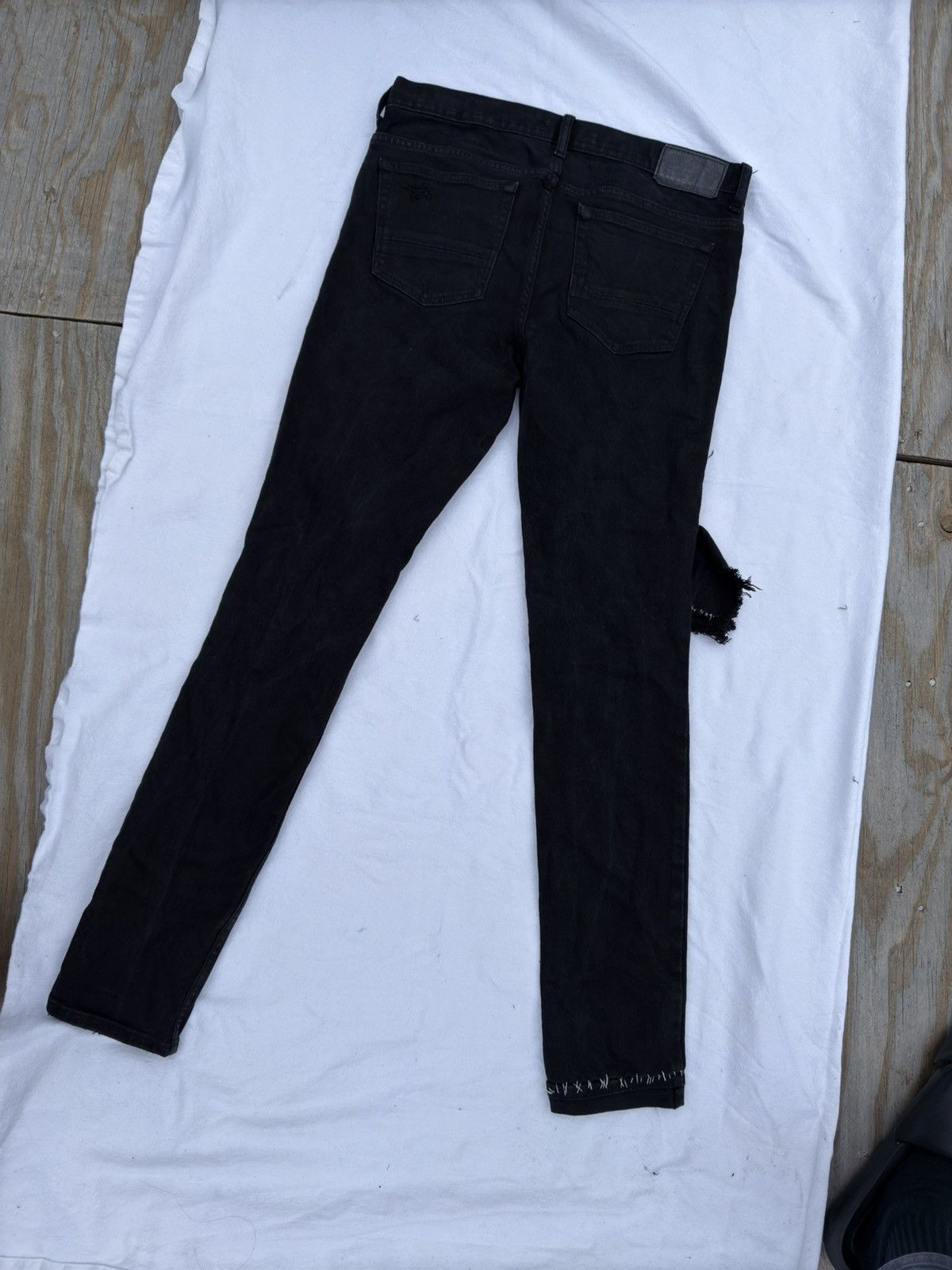 Vintage Black straight leg customized stitched ripped jeans Size US 34 / EU 50 - 4 Thumbnail