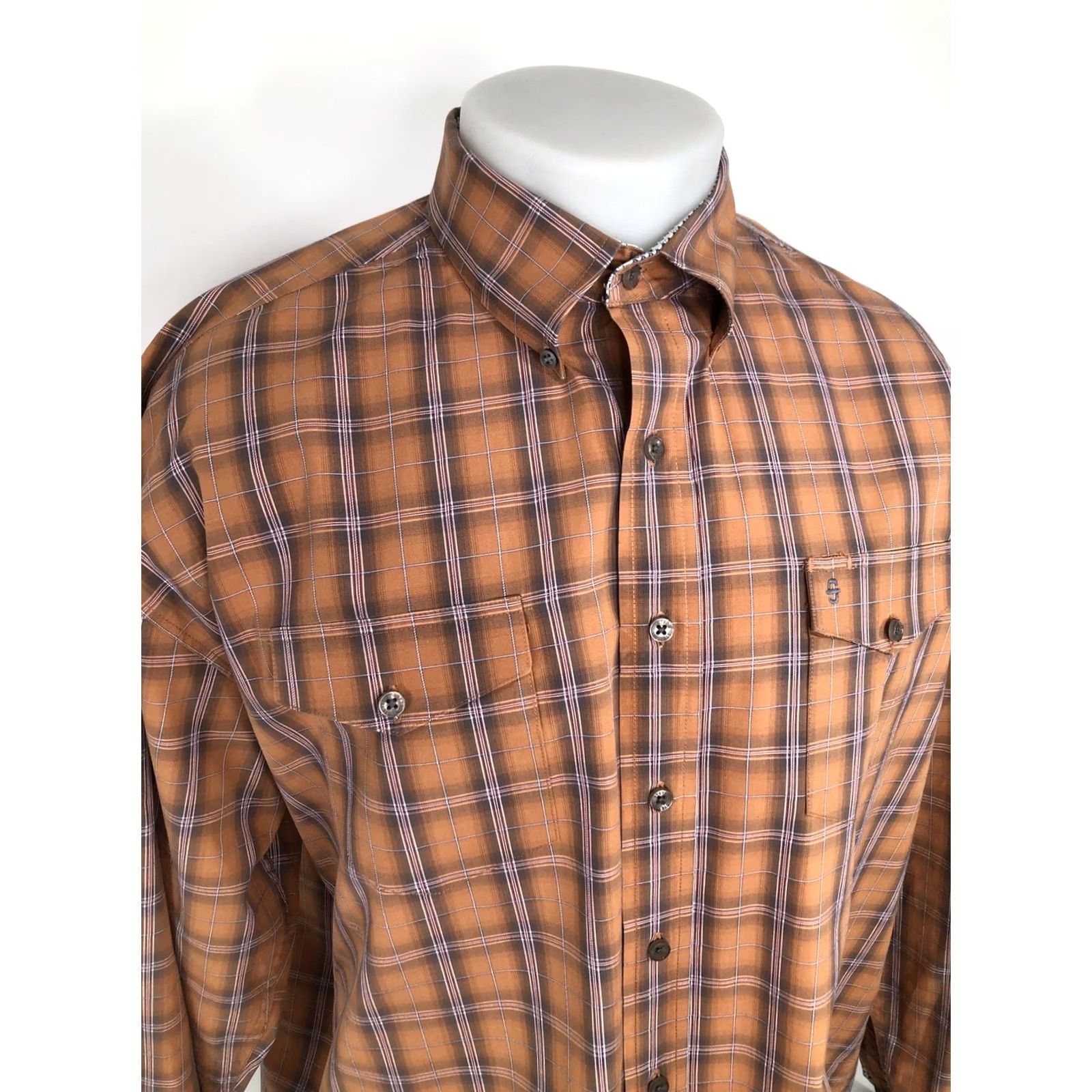 Stetson Stetson Shirt Mens 2XL Brown Embroidered Plaid Western Size US XXL / EU 58 / 5 - 3 Thumbnail