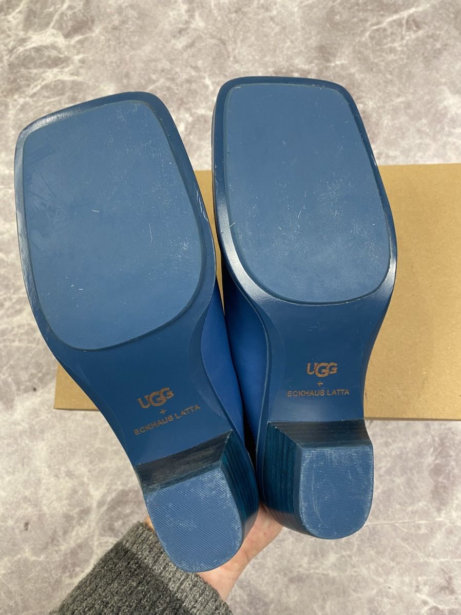 Eckhaus Latta Ugg x Eckhaus Latta Cowboy Block Blue Leather Mules Size: 37 Size US 7 / IT 37 - 8 Thumbnail