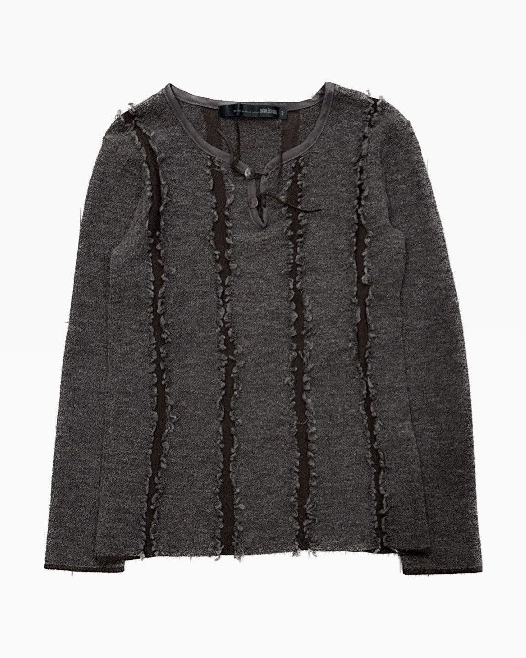 image of If Six Was Nine x Schlussel Archive Schlussel Henley Neck Distressed Knit in Charcoal (Size XS)