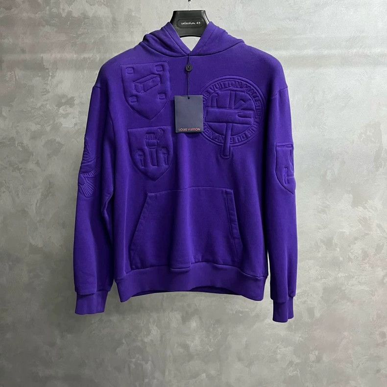 Louis Vuitton Louis Vuitton Purple embossed casual long-sleeve hooded sw Size US XXS / EU 40 - 1 Thumbnail
