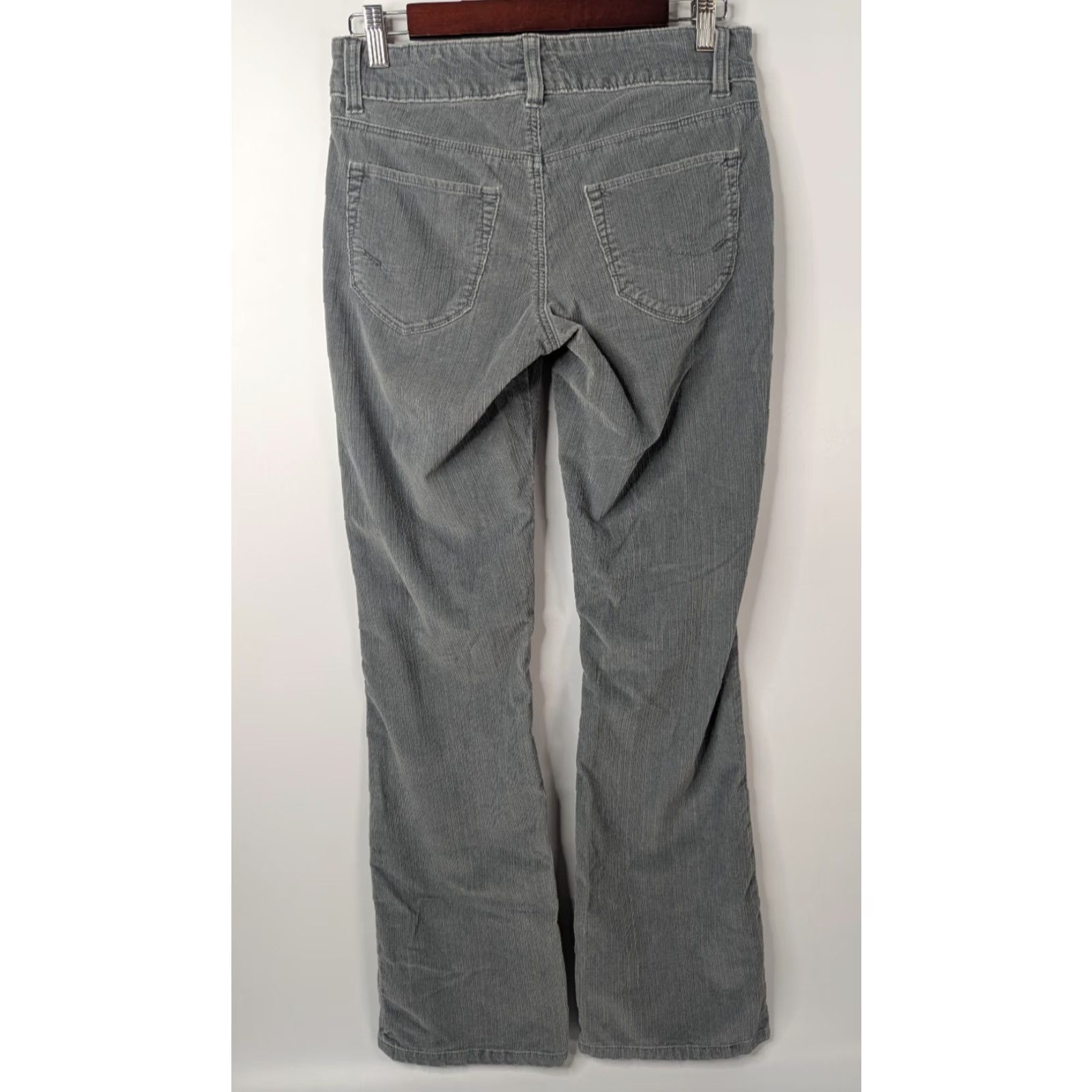 Lee Lee Pants Bootcut Women Gray Corduroy Regular 4 Cotton Blend Flat Front Pockets Stretch Vintage No Size 27" / US 4 / IT 40 - 4 Thumbnail