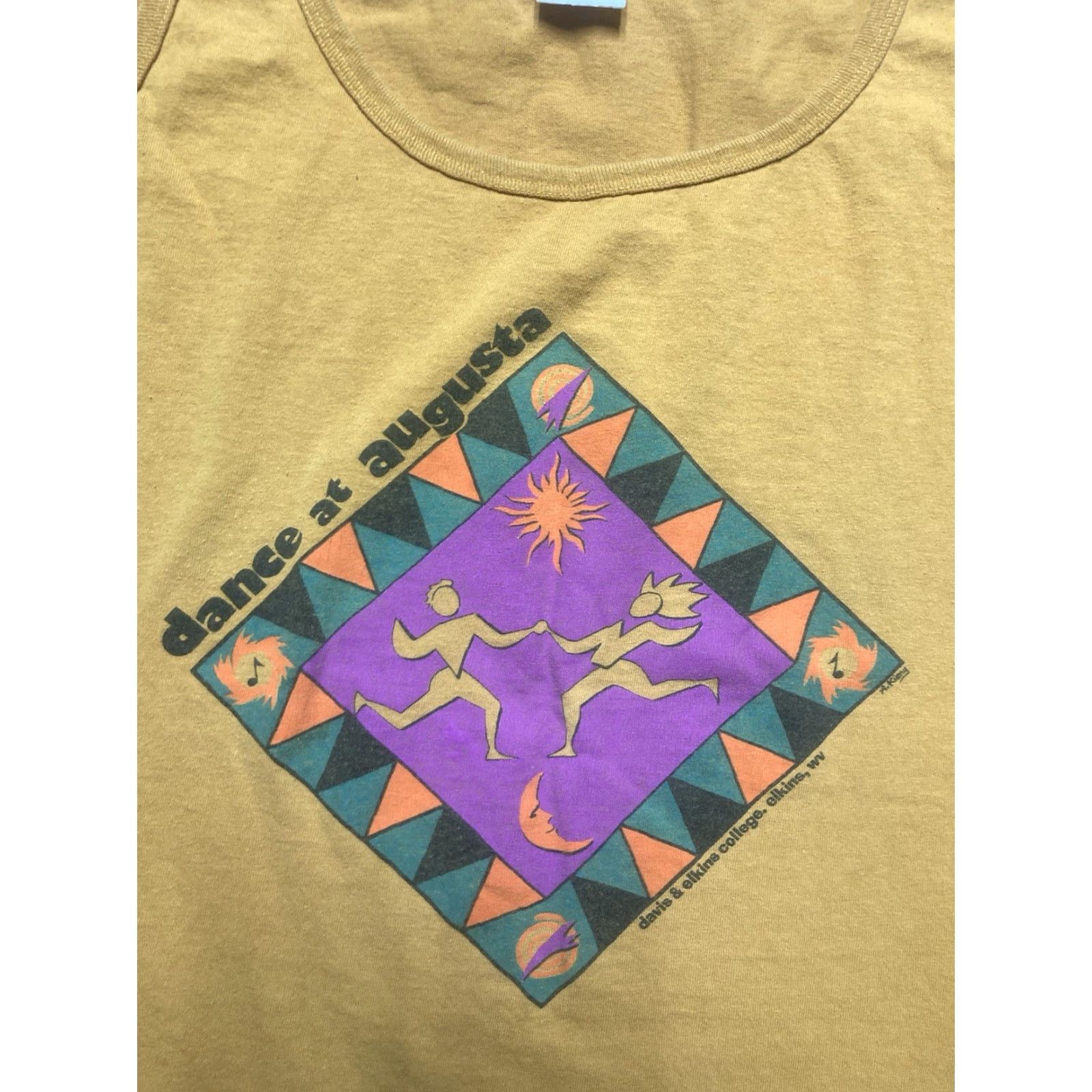 Anvil VINTAGE 90s Anvil Tank Top Shirt Dance at Augusta Heritage Festival Davis Elkins Large Gold Mens T-Shirt Size US L / EU 52-54 / 3 - 2 Thumbnail