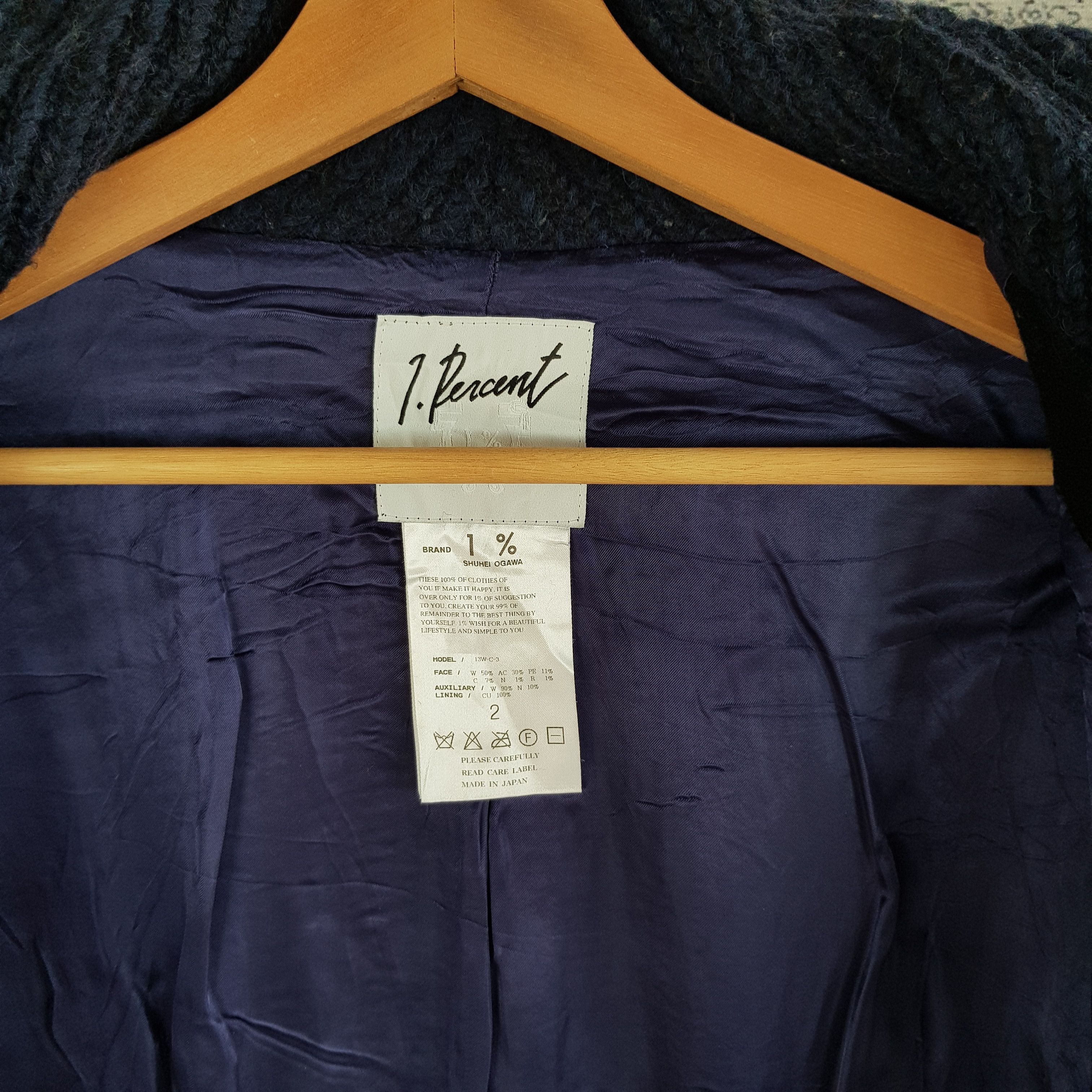 Japanese Brand × Vintage Vintage 90s 1 Percent Japanese Fleece Wool Jackets Size S / US 4 / IT 40 - 5 Thumbnail
