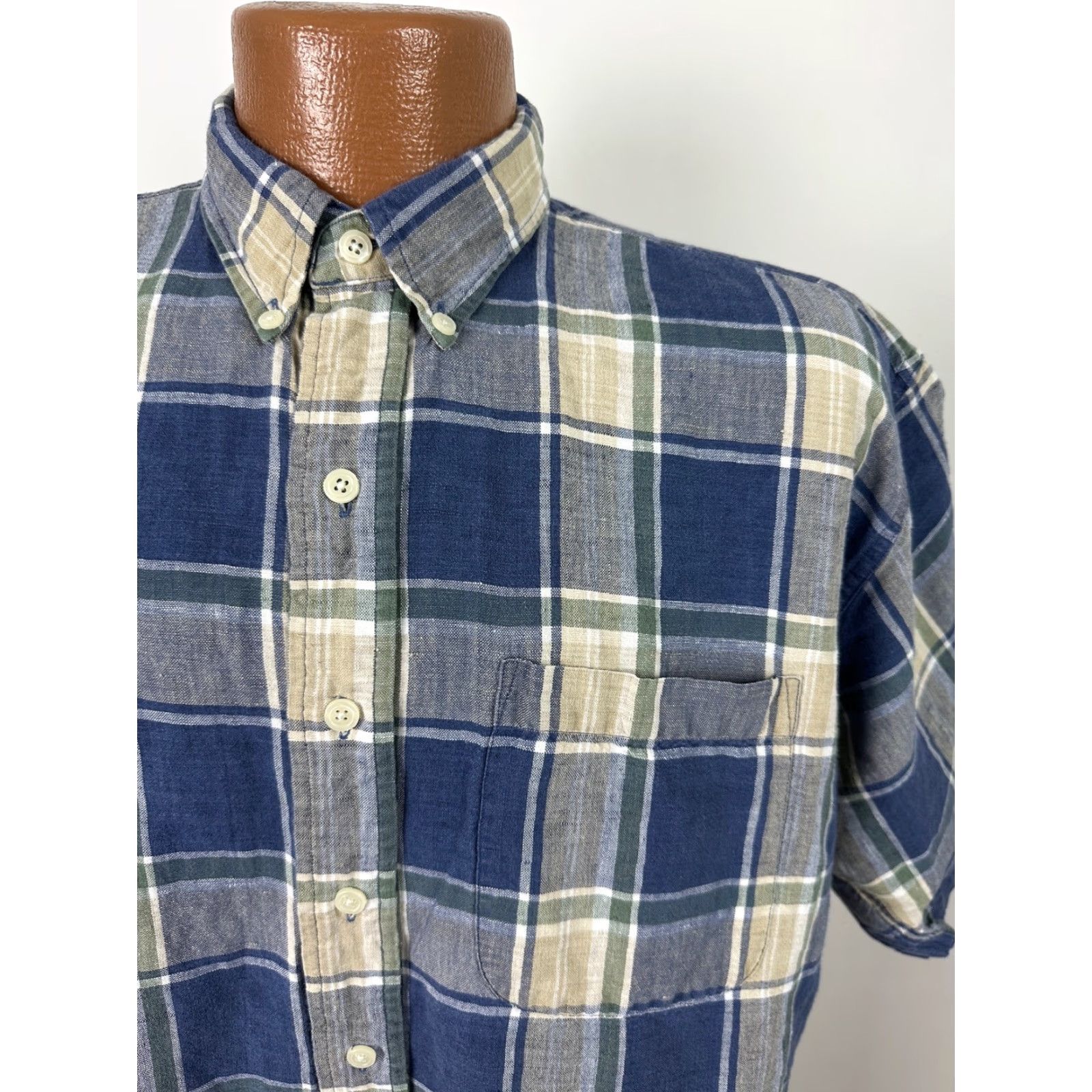 Vintage VINTAGE INC International Concepts Linen Blend Shirt Men M Plaid Button Down Size US M / EU 48-50 / 2 - 3 Thumbnail