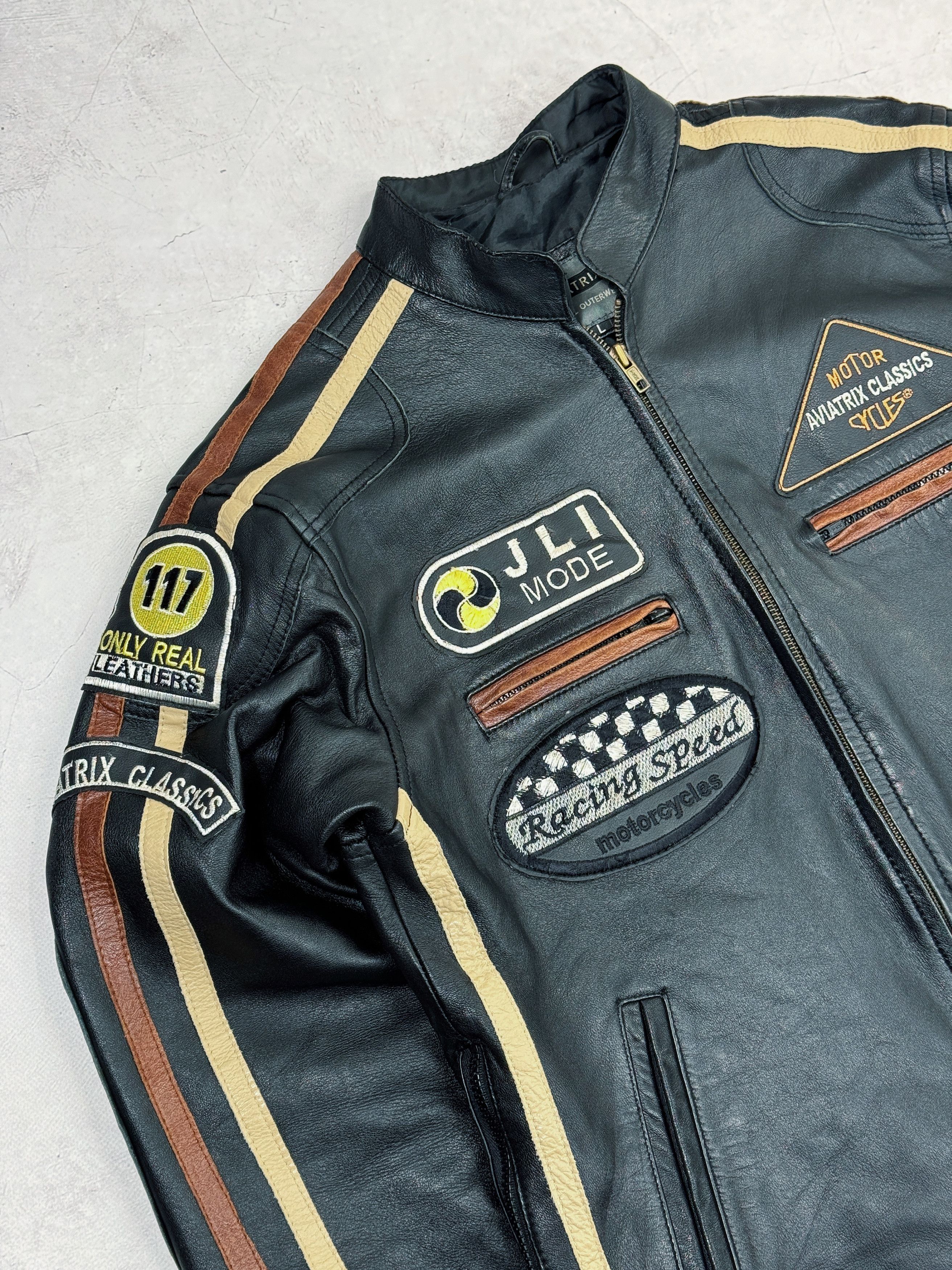 Other Vintage Racing Speed Leather Motorcycle Jacket Brogniez Size US M / EU 48-50 / 2 - 5 Thumbnail