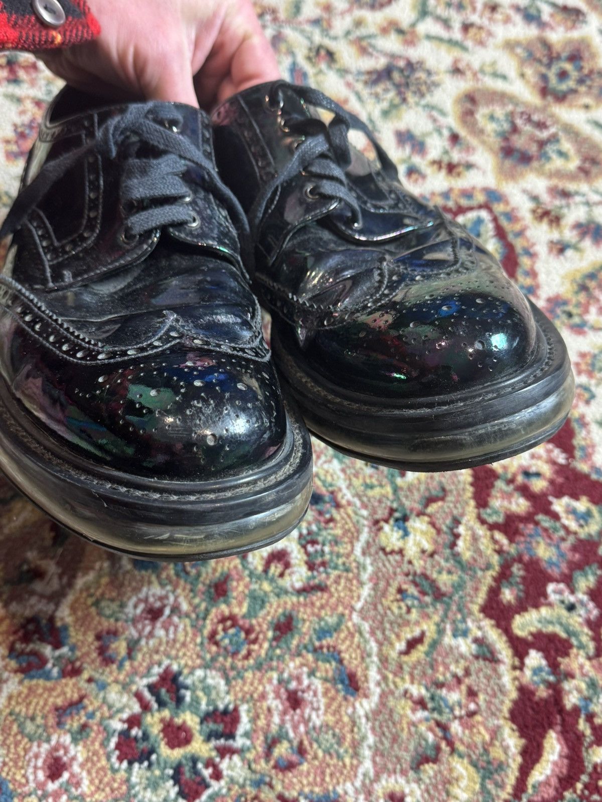 Prada Prada Air Sole Derby Brogue Patent Leather "Oil spill" Size US 9 / EU 42 - 4 Thumbnail