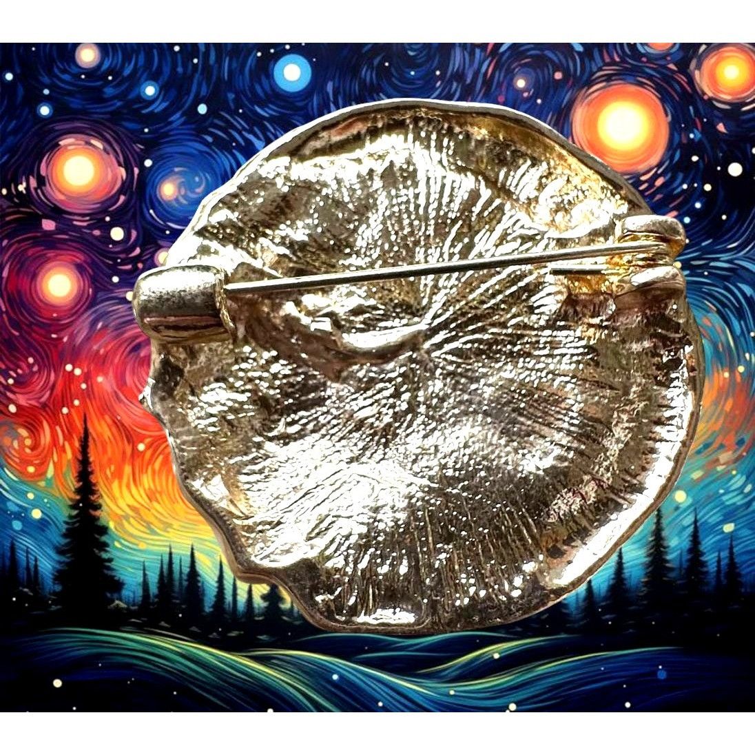 Handmade Celestial Moon Sun Brooch Pin New Gold Navy Yours is the Lig Size ONE SIZE - 12 Thumbnail