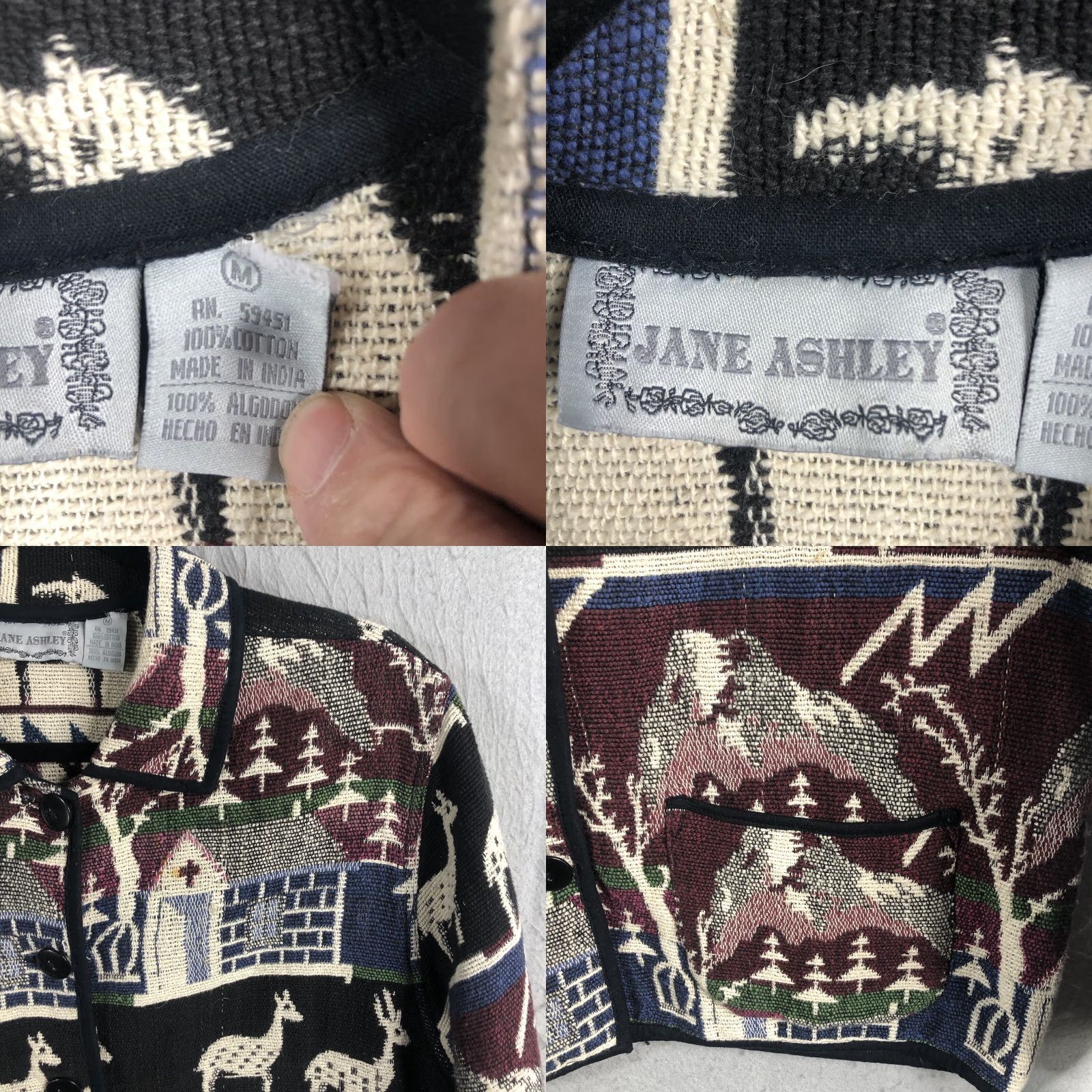 Vintage VINTAGE Jane Ashley Jacket Womens Medium Tapestry Mountain Scene Reindeer Pines Church Size M / US 6-8 / IT 42-44 - 8 Thumbnail