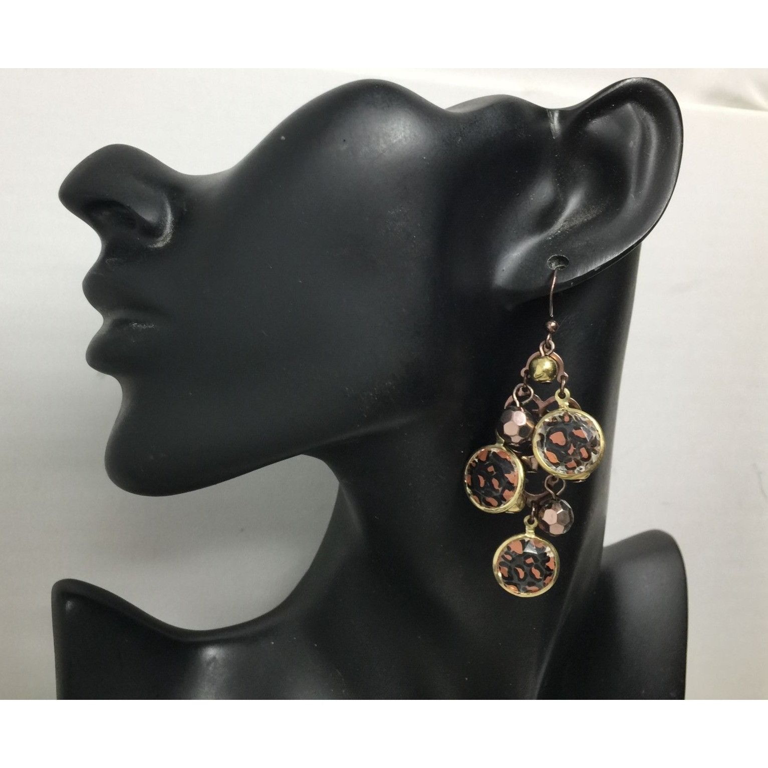 Other Women's Cheetah Print Gold Tone Dangle Earrings Size ONE SIZE - 1 Thumbnail