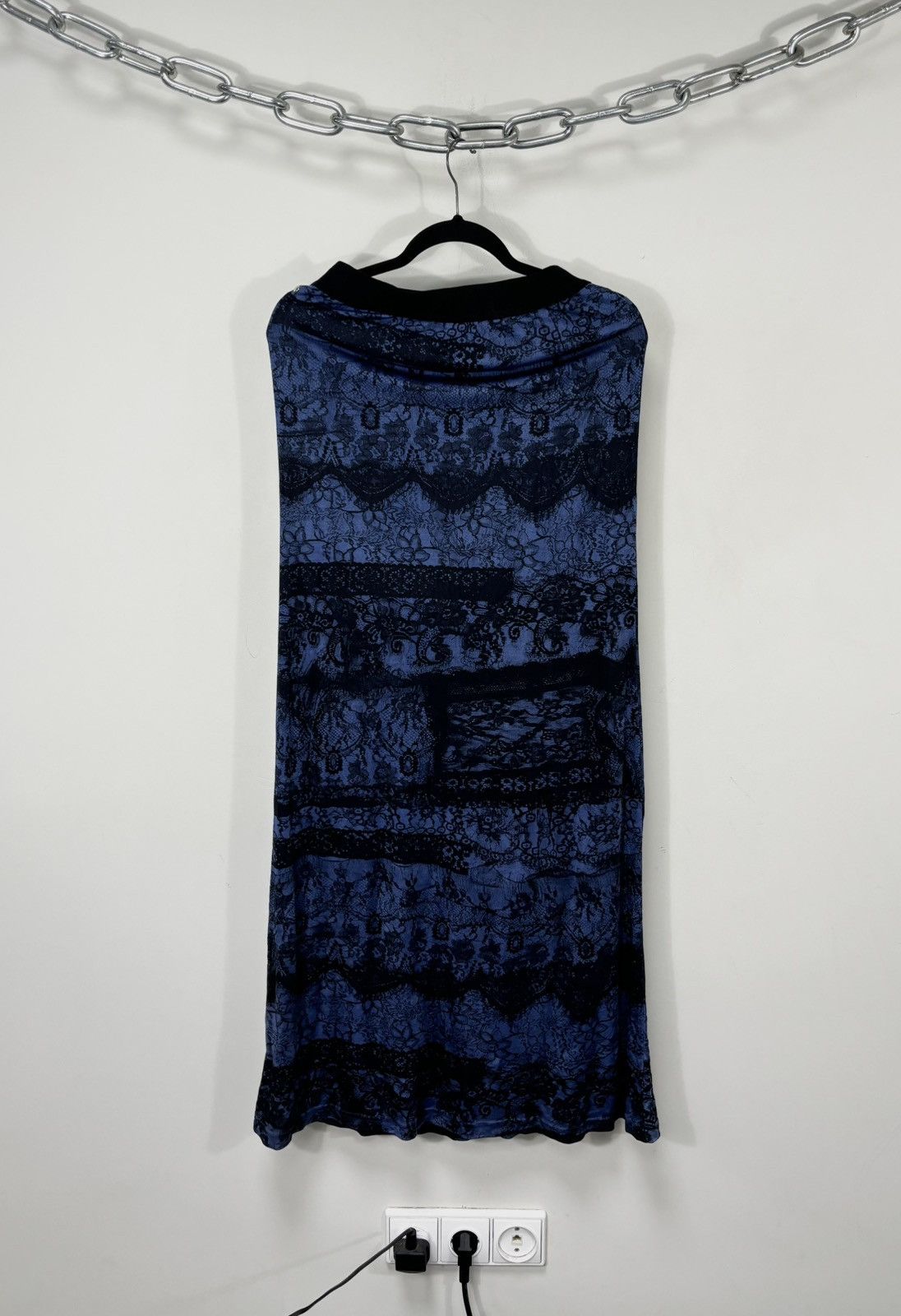 Diesel Diesel Women’s NEW Blue/Black Lace-Print Viscose Maxi Skirt Size 32" / US 10 / IT 46 - 9 Thumbnail