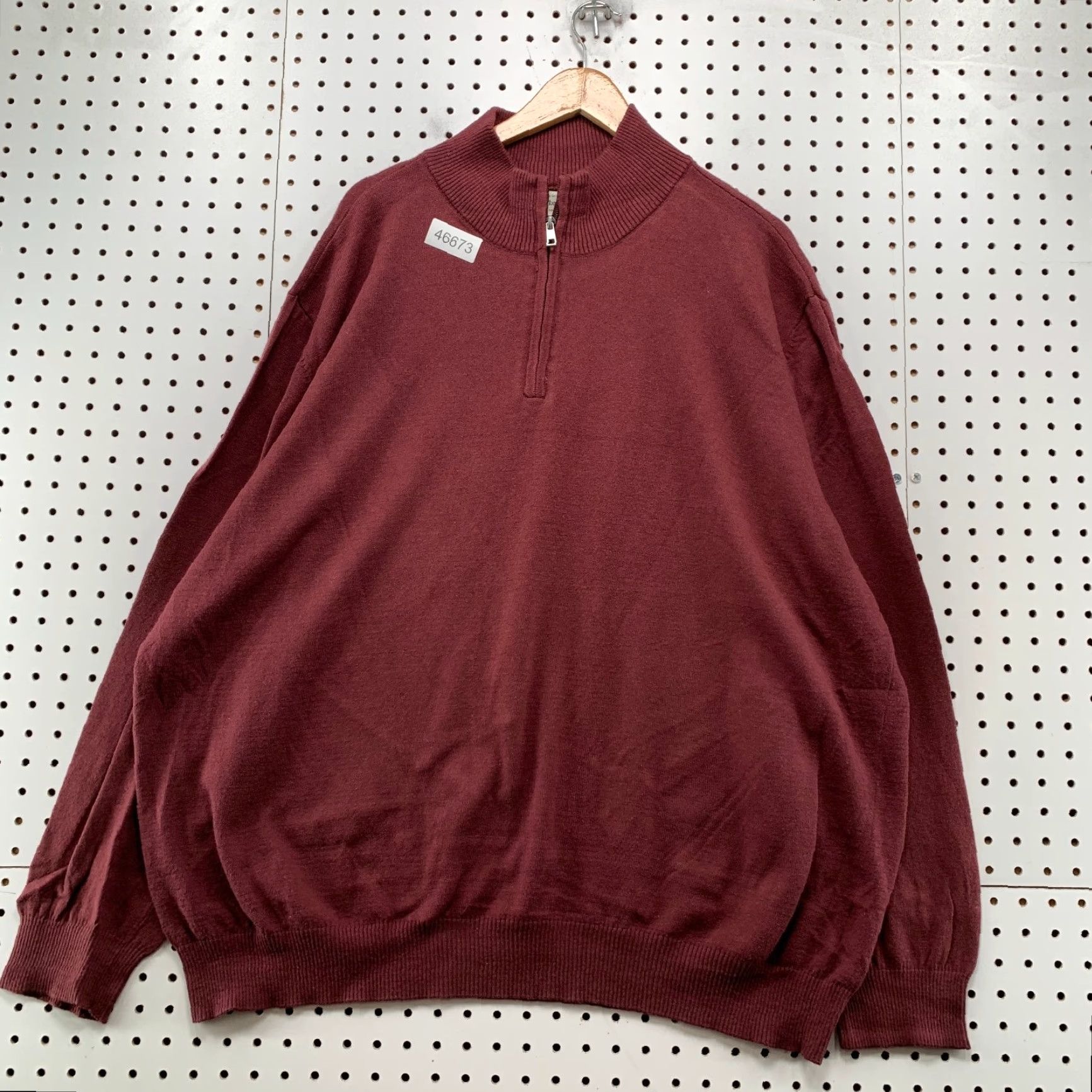 Vintage Hawker Rye Cotton Cashmere Sweater Mens 3XL Maroon 1/4 Quarter Zip Lightweight Size US XXL / EU 58 / 5 - 2 Thumbnail