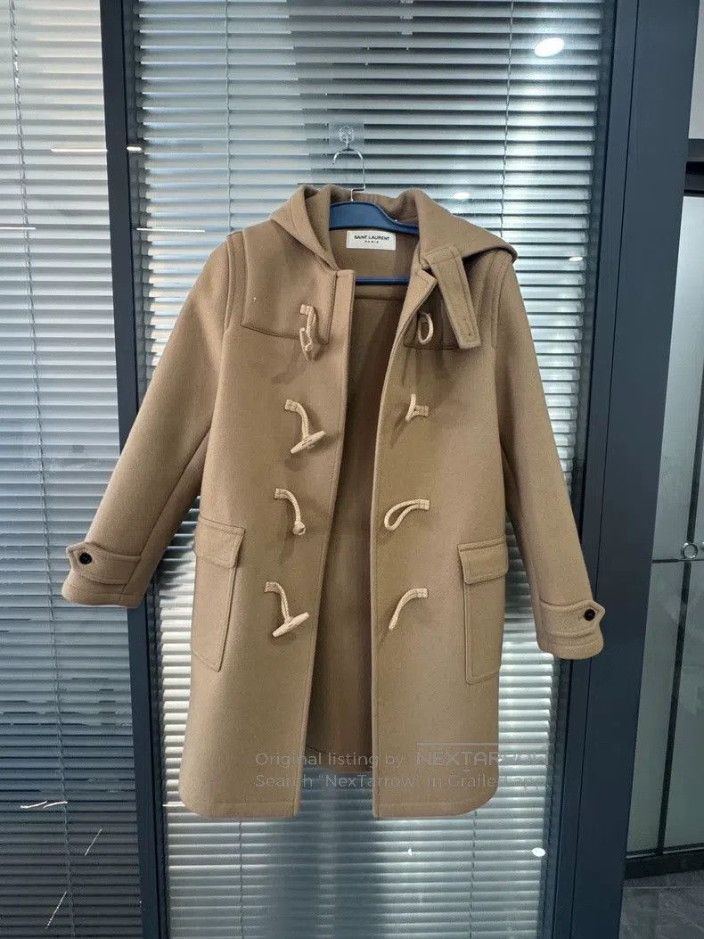 Saint Laurent Paris Saint Laurent Paris Wool Knit Hooded Coat with Horn Button Size L / US 10 / IT 46 - 1 Thumbnail