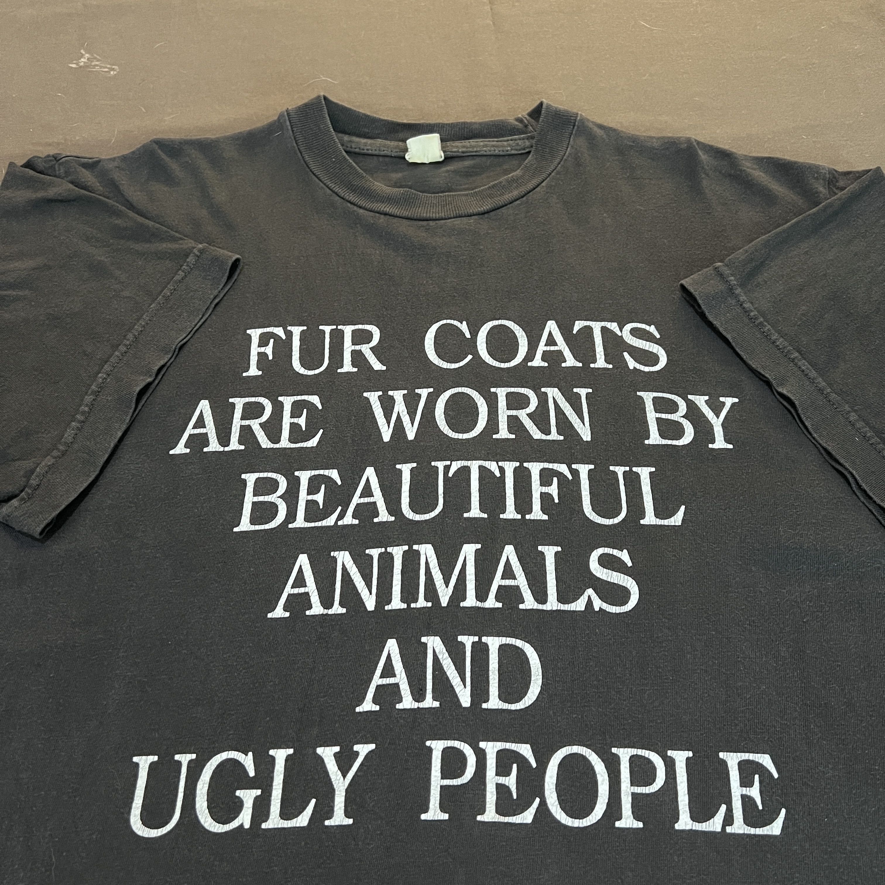 Vintage Vtg BAN FUR COATS FOR FASHION Animals Liberation Front Faded Size US L / EU 52-54 / 3 - 1 Thumbnail