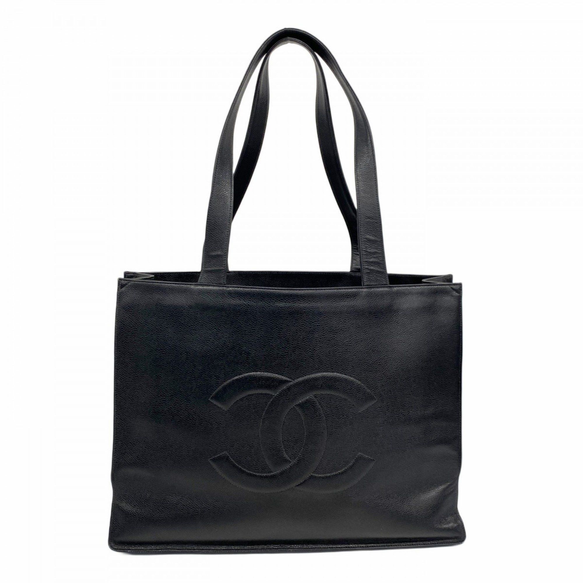 Chanel Tote Bag Caviar Skin Black Ladies, Women's