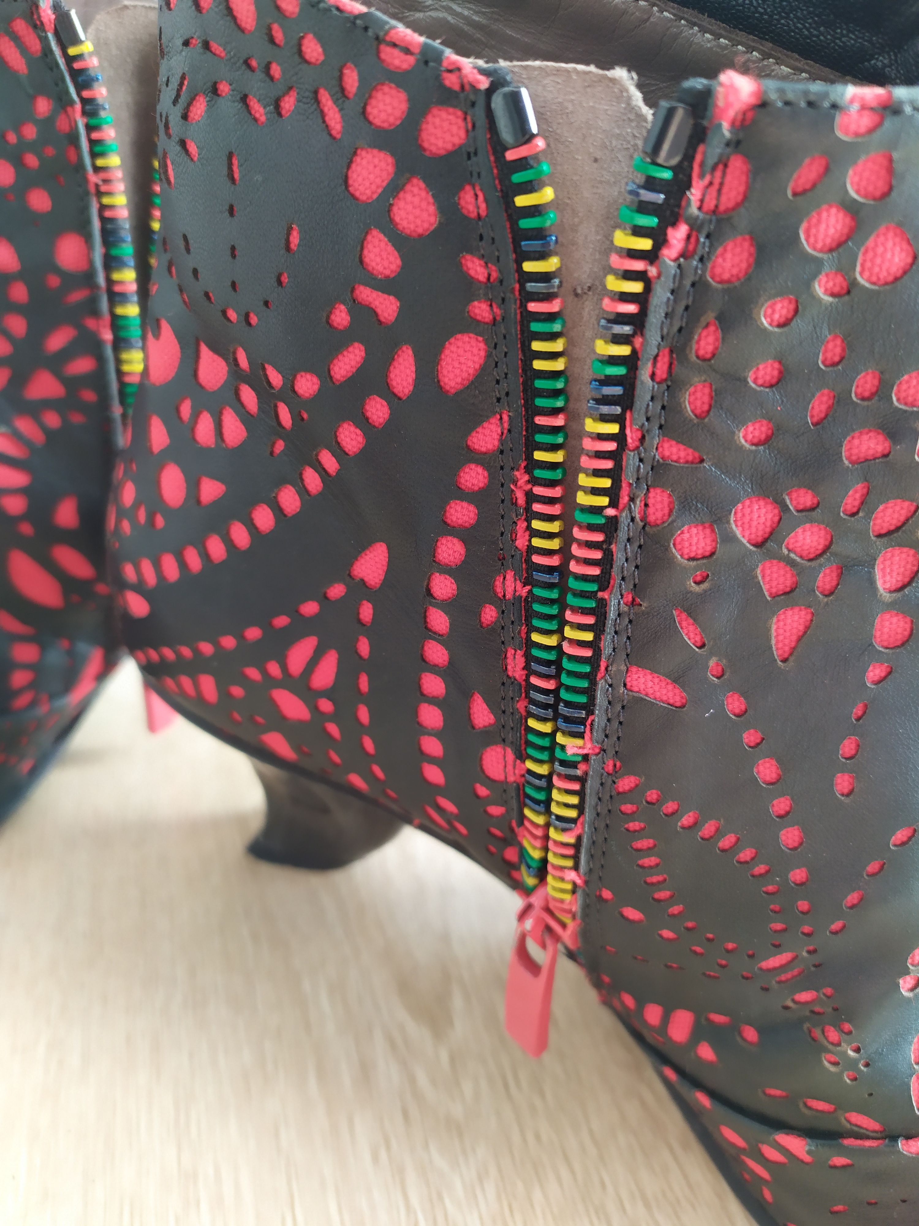 The Difference Lisa Tucci Unique Red Trani Ankle Boot with Laser Cut Detail Size US 7 / IT 37 - 12 Thumbnail