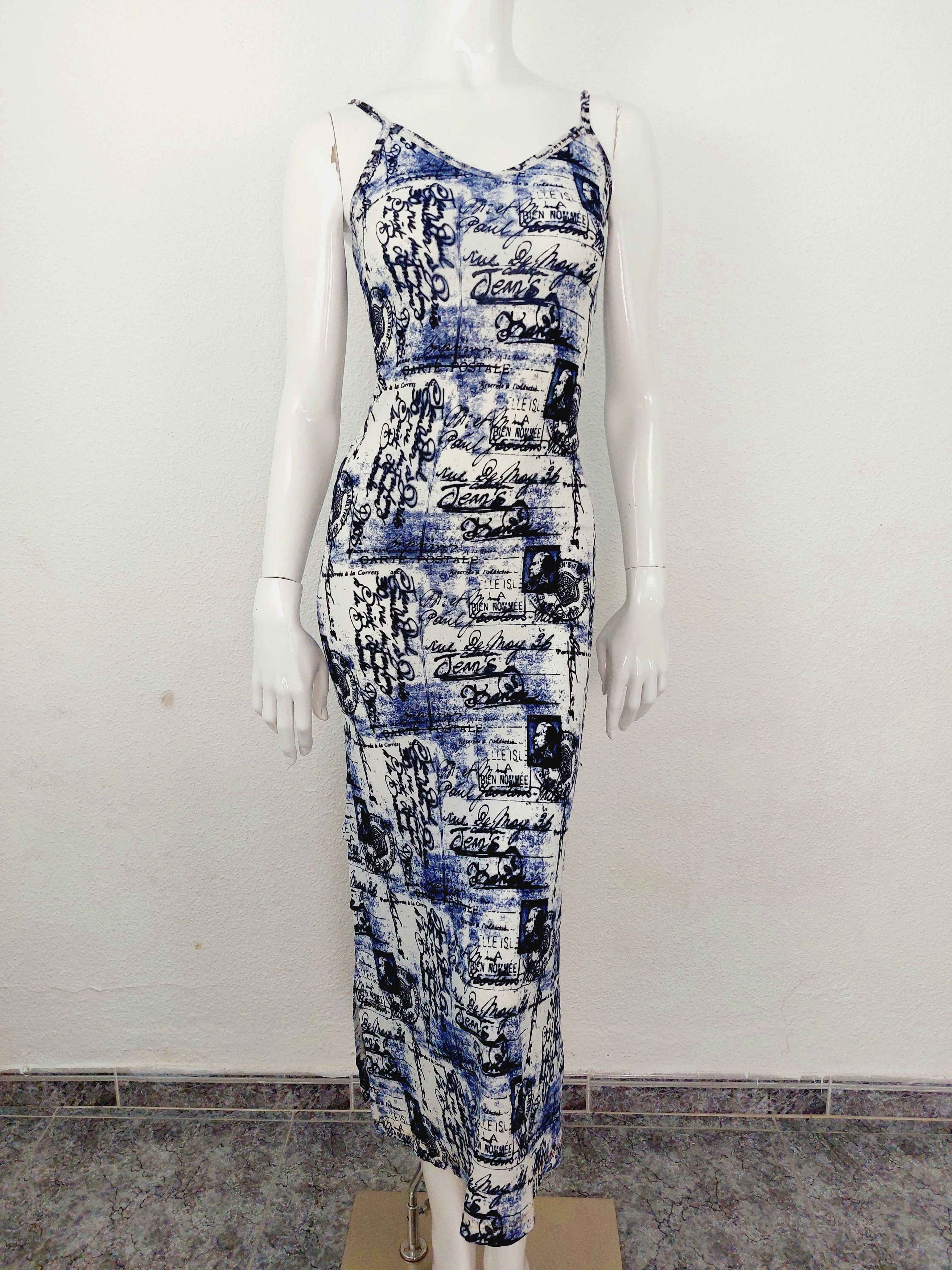 Jean Paul Gaultier Jean Paul Gaultier Stamp Letter Postcard Blue Maxi dress Size M / US 6-8 / IT 42-44 - 2 Thumbnail