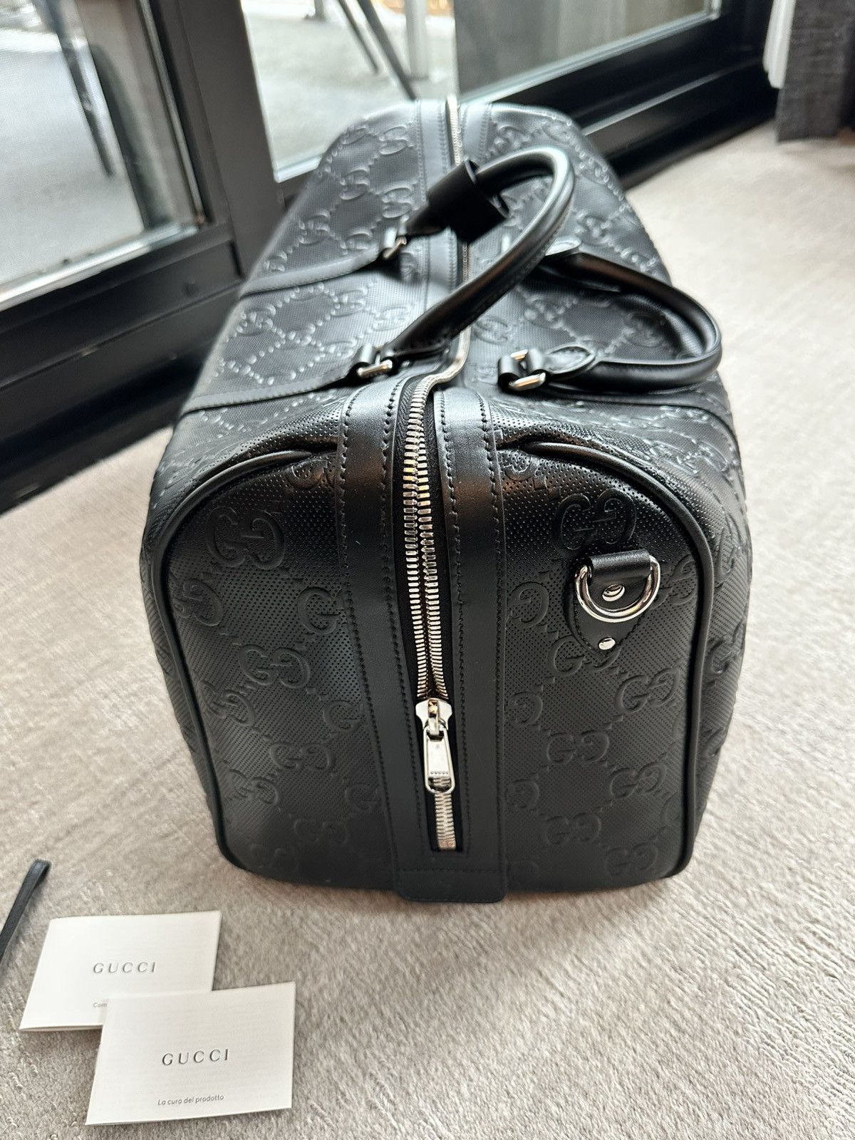 Gucci Black Leather GG Embossed Duffle Size ONE SIZE - 4 Thumbnail
