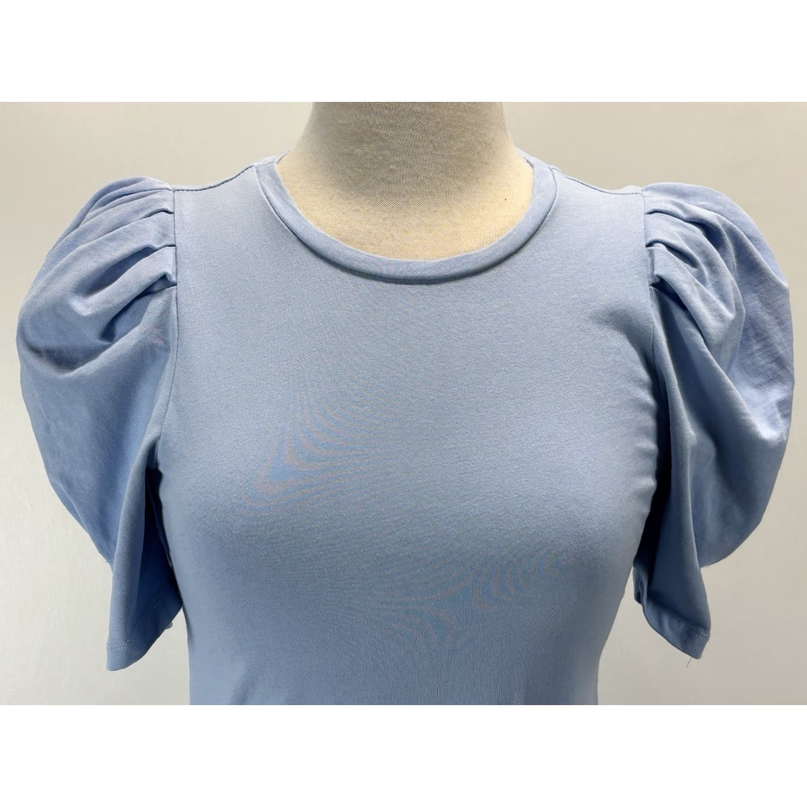 Vintage Pomander Place Stella Dress Women XS Blue Short Puff Sleeve A-Line Casual Size 26" / US 2 / IT 38 - 5 Thumbnail