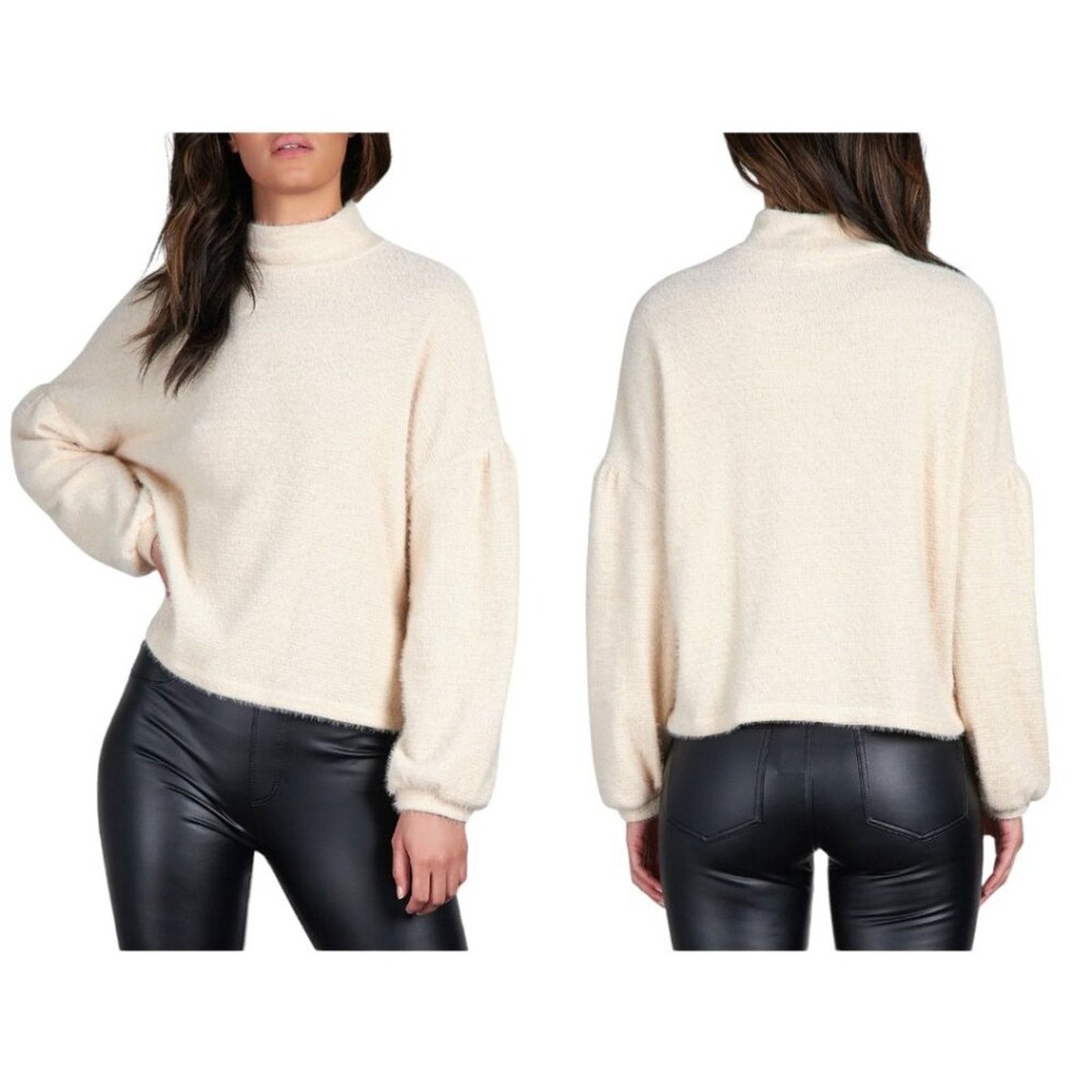 Sanctuary Sanctuary Keep Warm Mock Neck Sweater Cream XL NWT $59 MSRP Size XL / US 12-14 / IT 48-50 - 1 Thumbnail