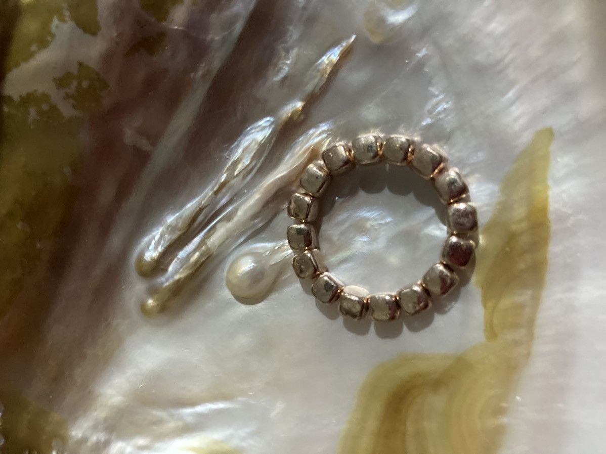 Other Rose gold coloured square beaded ring Size ONE SIZE - 2 Thumbnail