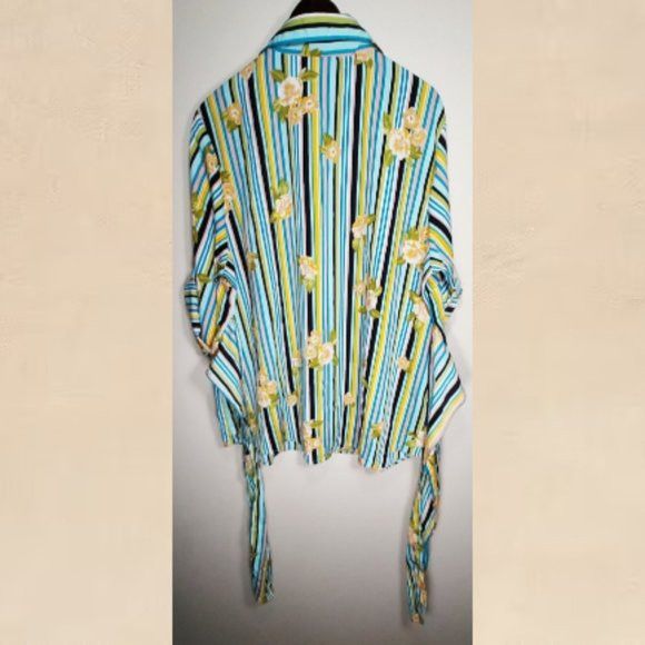 Other New Glory Womens 3X Wrap Tunic Blouse Blue Yellow Floral Size 3XL / US 20-22 - 3 Thumbnail