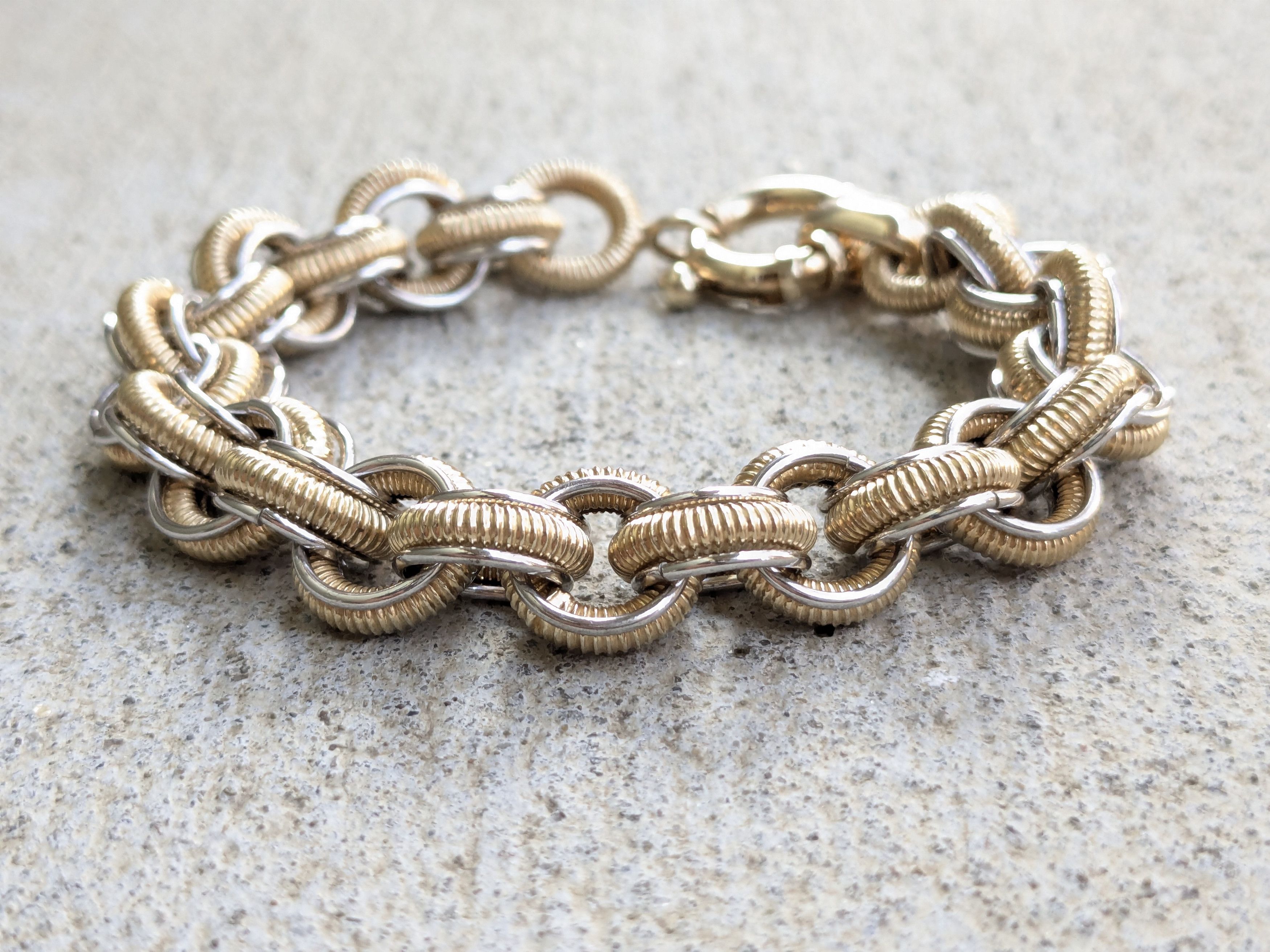 Sterling Silver Milor Sterling Silver Bracelet Round Vermeil Gold Plated 7.5 Size ONE SIZE - 5 Thumbnail
