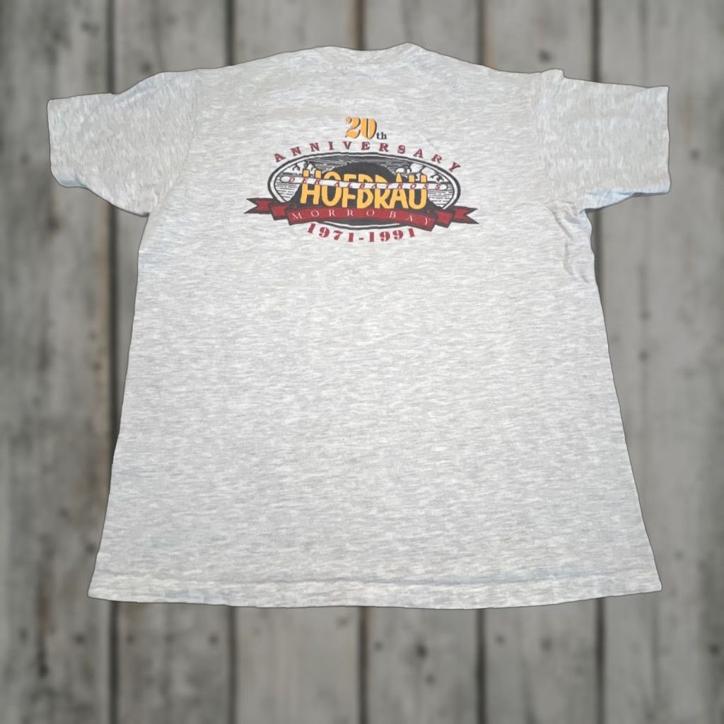 Hanes VINTAGE 1991 Der Albatross Hofbrau Morro Bay XL Single Stitch Gray T Shirt Size US XL / EU 56 / 4 - 1 Thumbnail
