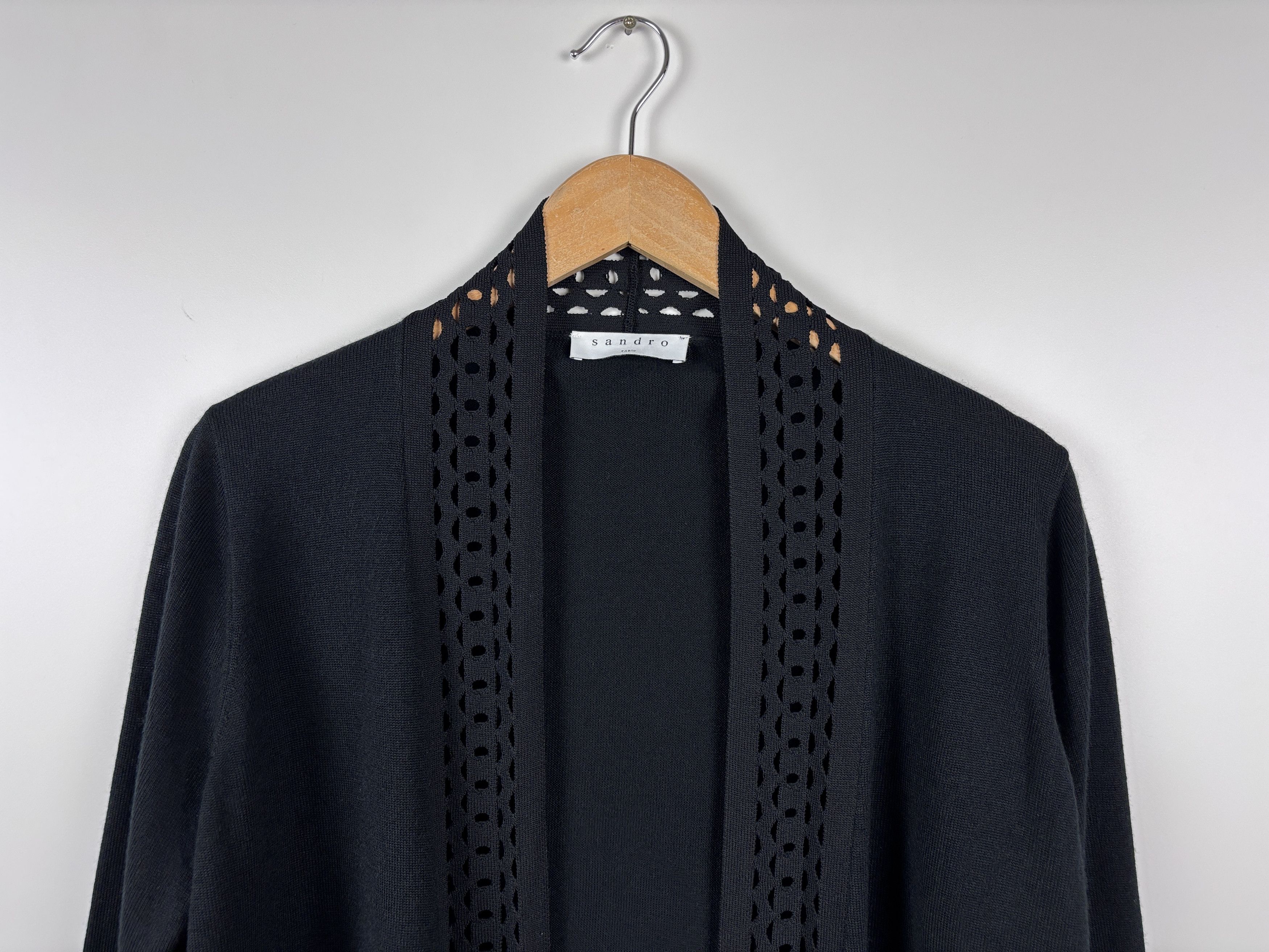Sandro Sandro Paris Open Long Cardigan Wool Acrylic Black Size 3 Size M / US 6-8 / IT 42-44 - 2 Thumbnail