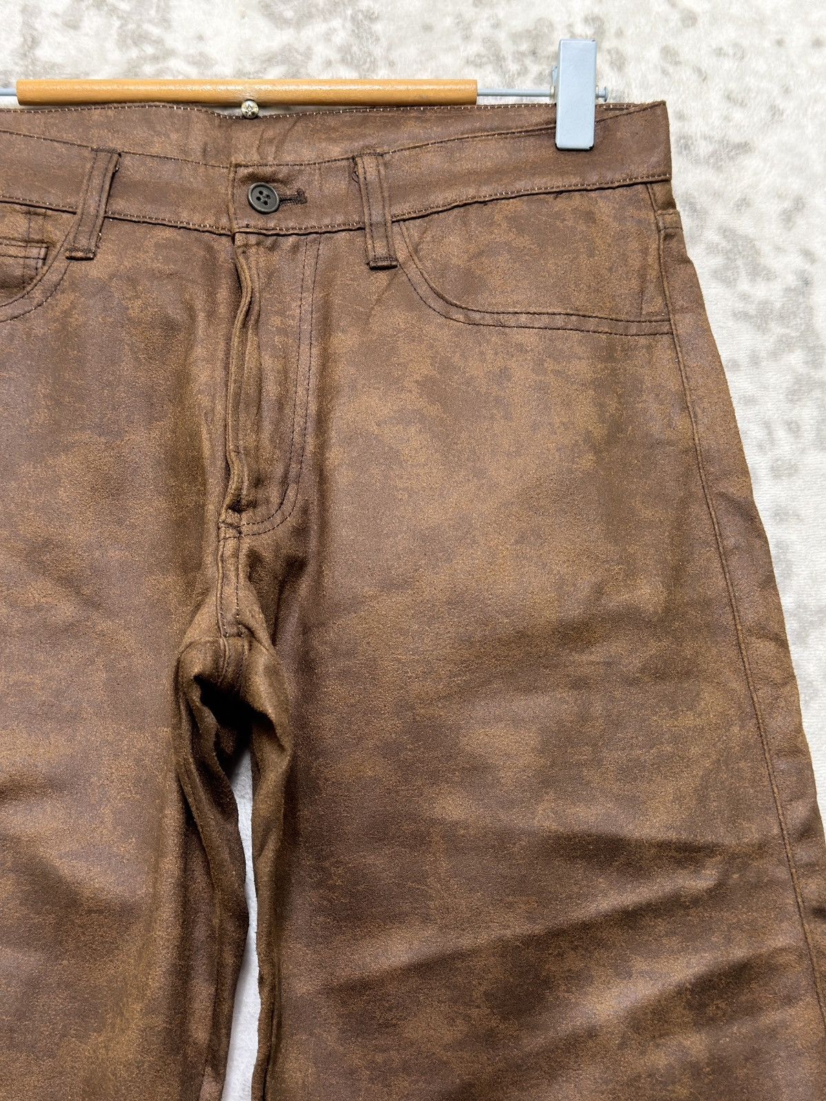 Vintage Mens Melrose Ricky Waxed Jeans Leather Look Straight Denim Size US 28 / EU 44 - 5 Thumbnail