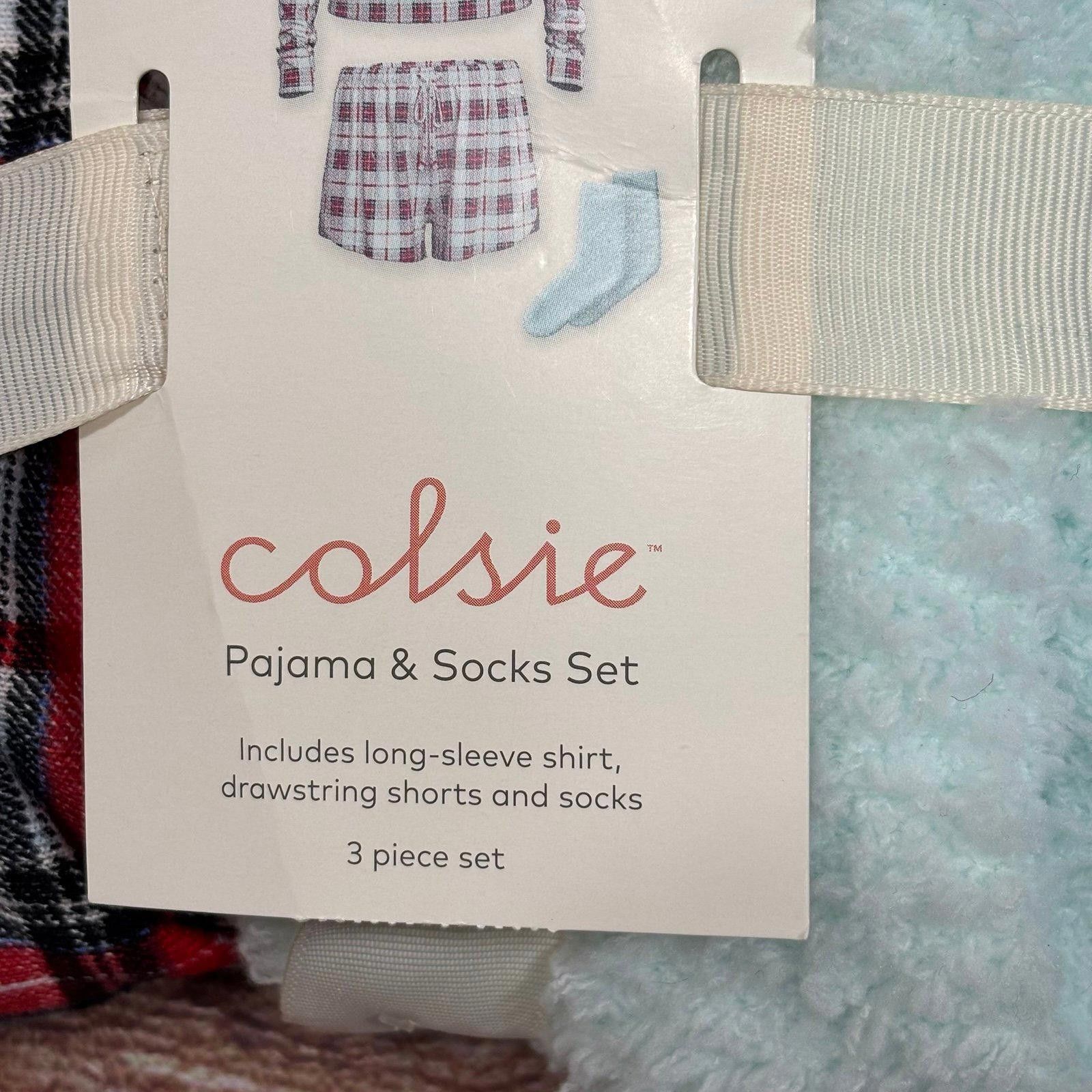 Other Colsie Pajama & Socks Set Plaid Medium NWT Size ONE SIZE - 3 Thumbnail