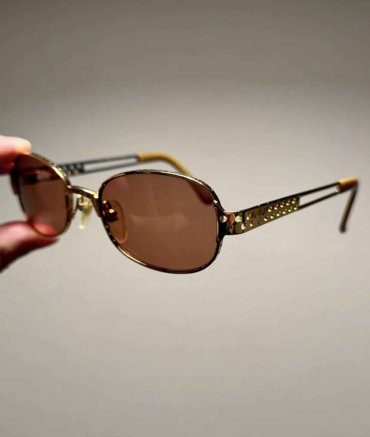 Jean Paul Gaultier Jean Paul Gaultier Gold Rim Perforated Sunglasses K24 Size ONE SIZE - 2 Thumbnail