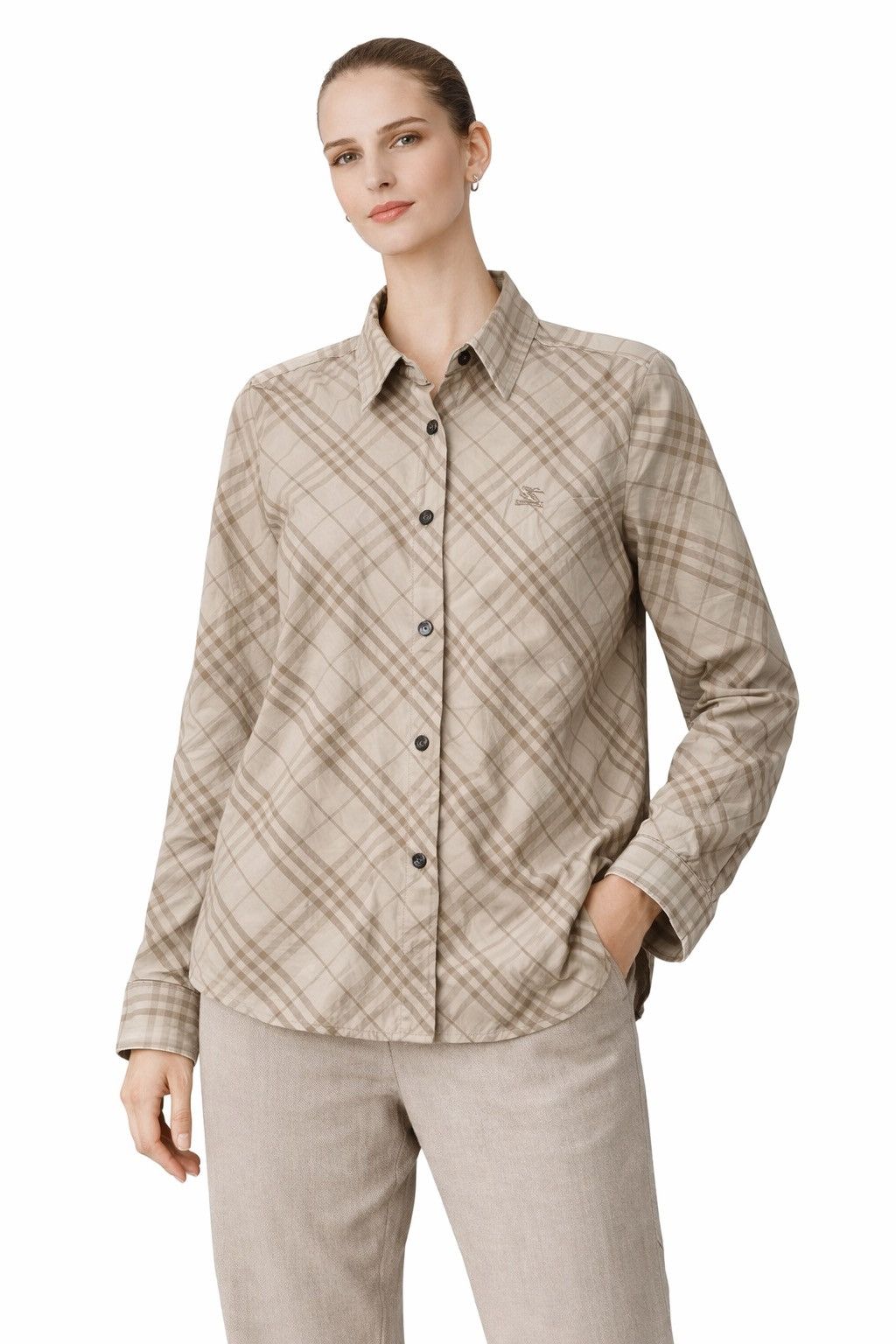 Burberry ‼️LAST DROP‼️Burberry Nova Check Chest Logo Button-Up Shirt Size XS / US 0-2 / IT 36-38 - 1 Thumbnail