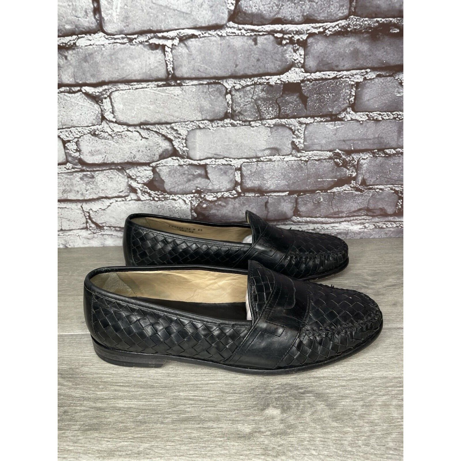 Cole Haan Cole Haan Black Leather Basket Weave Penny Loafers Dress Sho Size US 12 / EU 45 - 11 Thumbnail