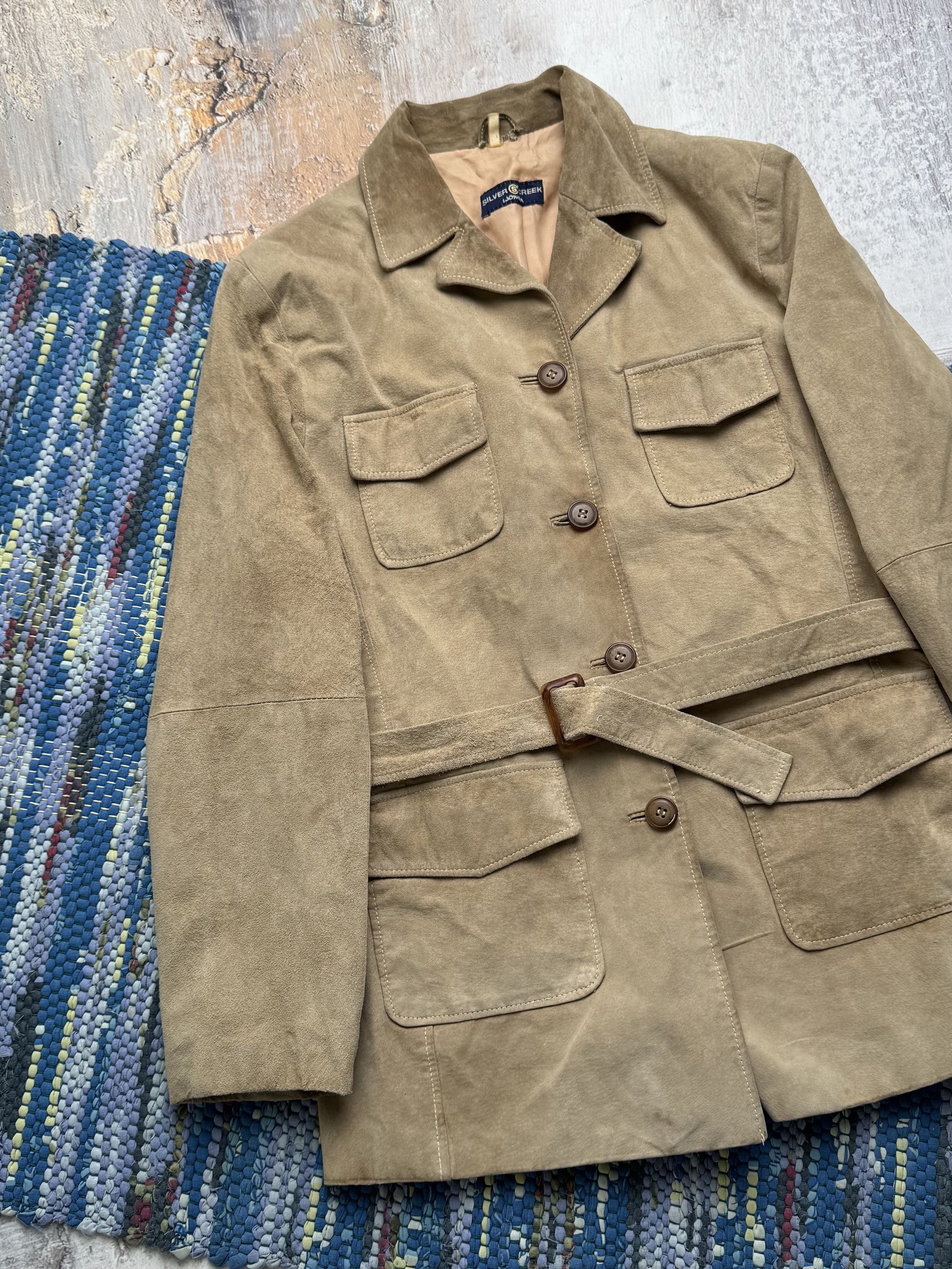Vintage Vintage Real Pig Suede Jacket With Belt A8(V1)D15 Size L / US 10 / IT 46 - 2 Thumbnail