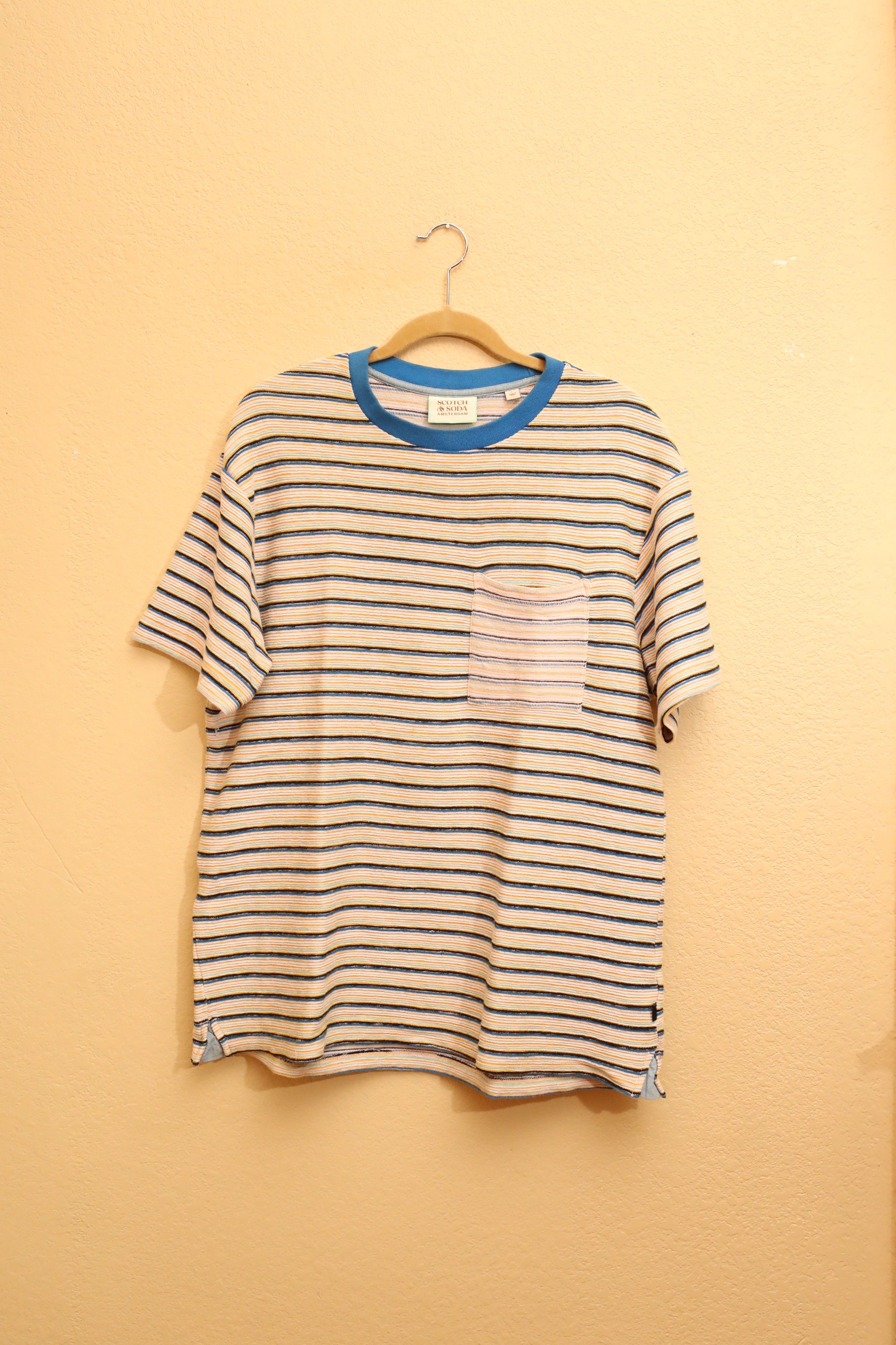 Scotch & Soda Scotch & Soda Structured Striped Pocket Tee (L) Size US L / EU 52-54 / 3 - 1 Thumbnail