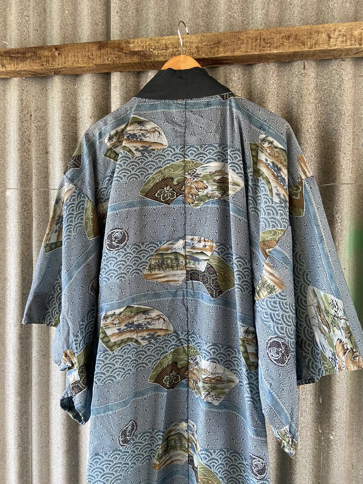 Komono Vintage Japanese Haori Mountain Landscape Silk Kimono Size US M / EU 48-50 / 2 - 7 Thumbnail