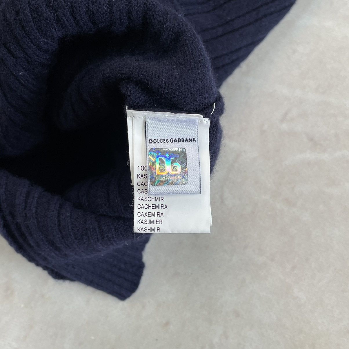Designer × Dolce & Gabbana Dolce & Gabbana Ribbed Knit Cashmere Navy Zip Sweater Size M / US 6-8 / IT 42-44 - 14 Thumbnail