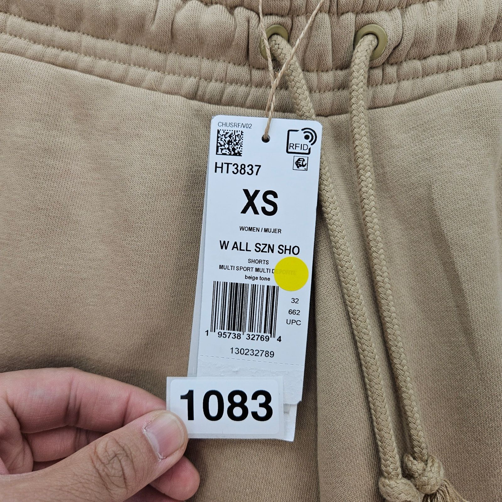 Adidas ADIDAS ALL SZN WOMEN'S XS SHORTS FLEECE SAND HT3837 Size 23" - 5 Thumbnail