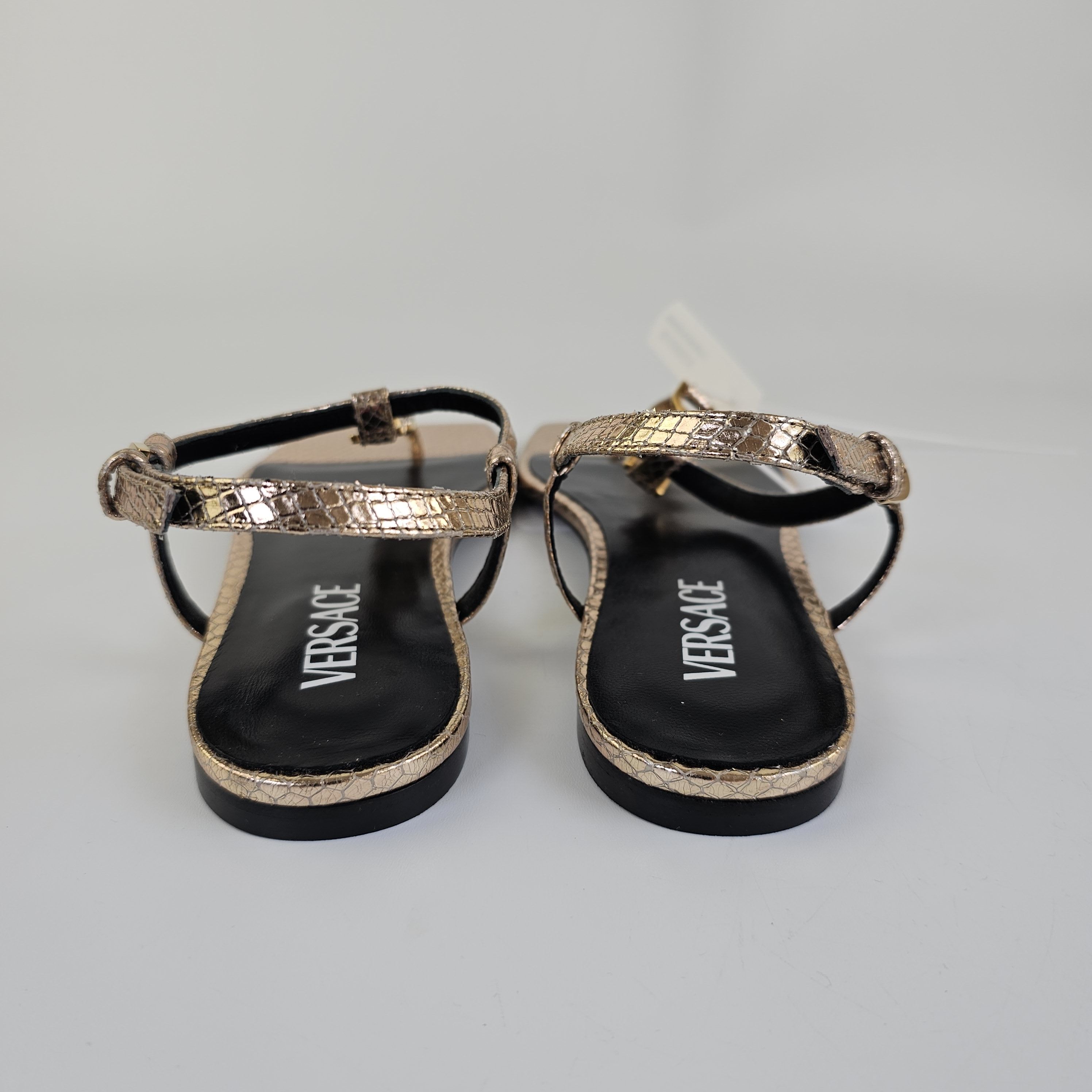 Versace Versace Medusa '95 Gold Leather Flat Sandals New Size US 7 / IT 37 - 18 Thumbnail