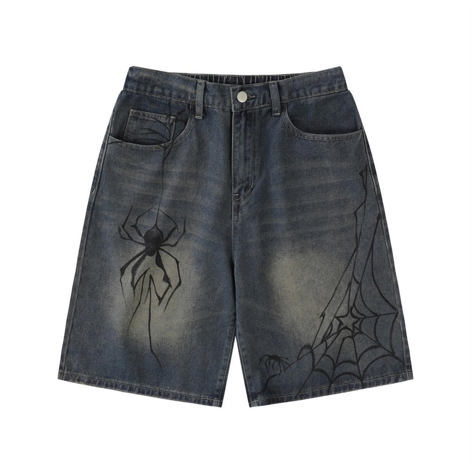 Jean × Vintage Spider Graphic Denim Shorts Size US 32 / EU 48 - 1 Thumbnail