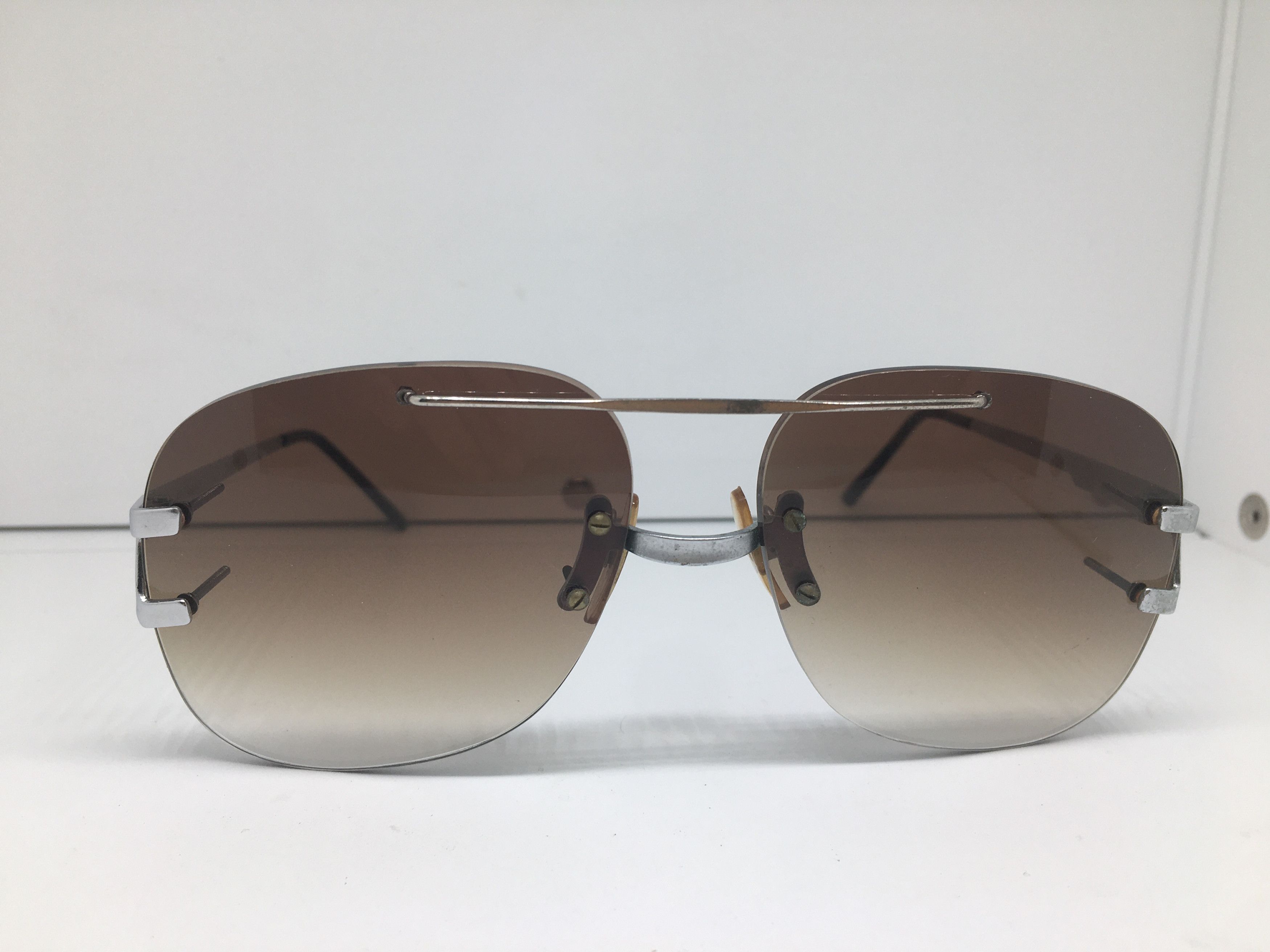 Vintage Vintage 70s Silver Rimless Avitor Sunglasses Frame Italy Size ONE SIZE - 2 Thumbnail