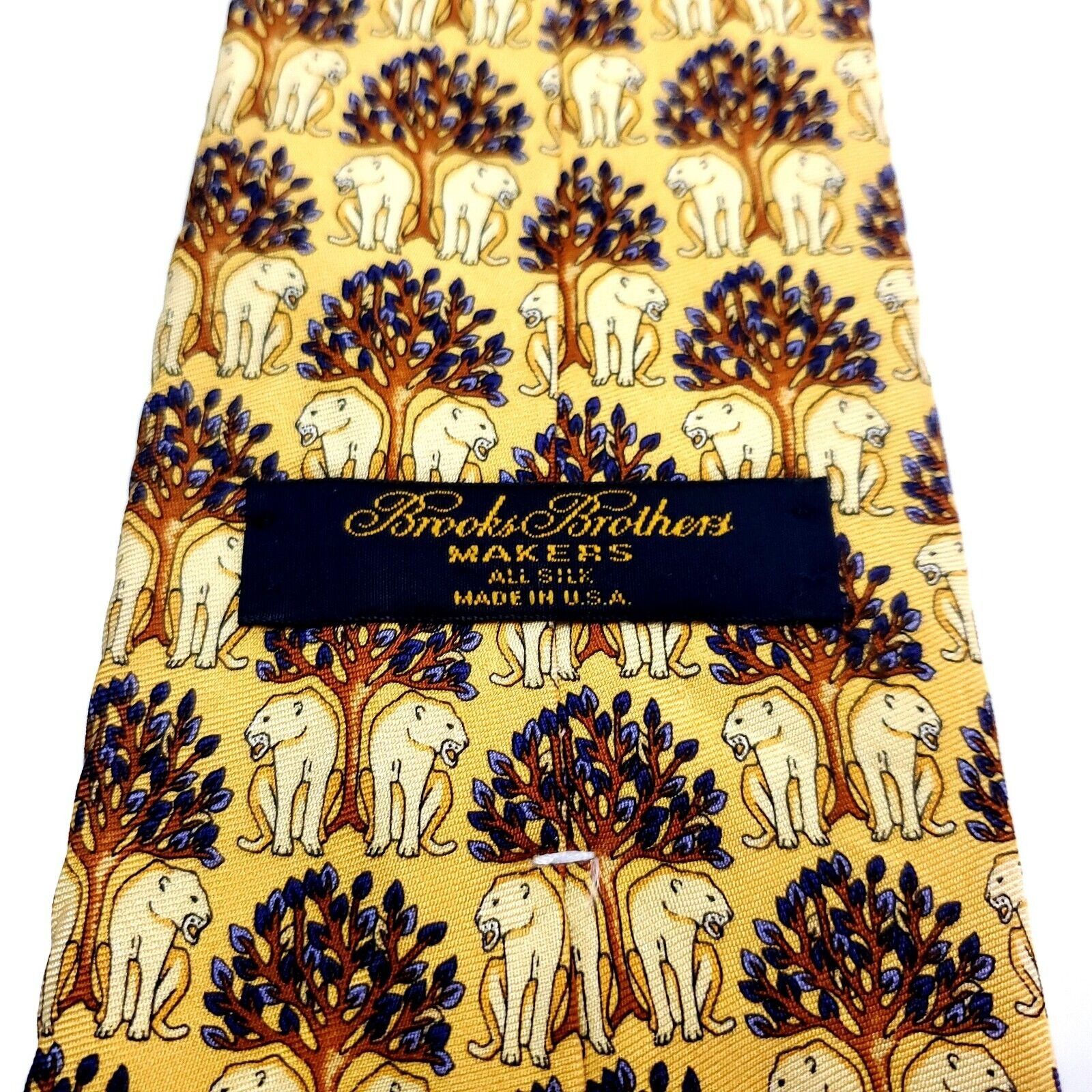 Brooks Brothers Brooks Brothers Makers Silk Tie Yellow Lion Print Size ONE SIZE - 3 Thumbnail