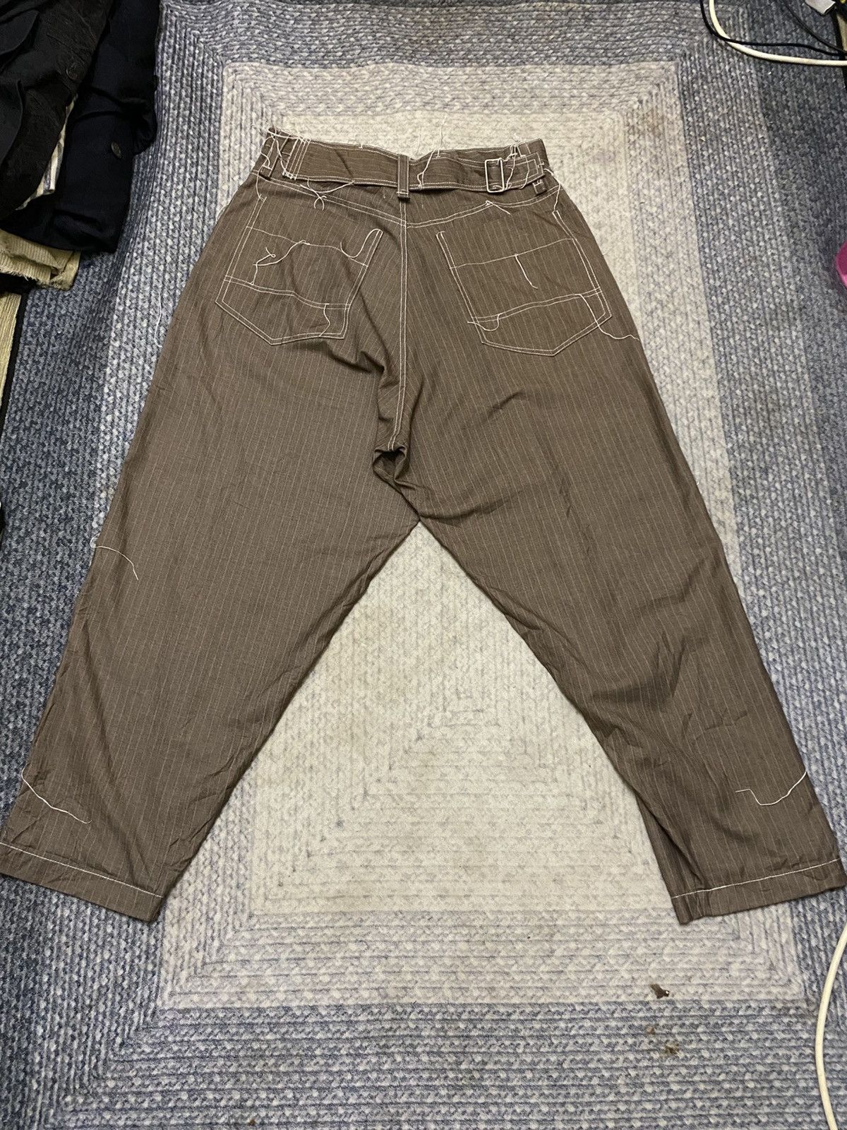 Japanese Brand Frank U Pencil Stripe Messy Raw Seam Stitches Balloon Pant Size US 32 / EU 48 - 4 Thumbnail
