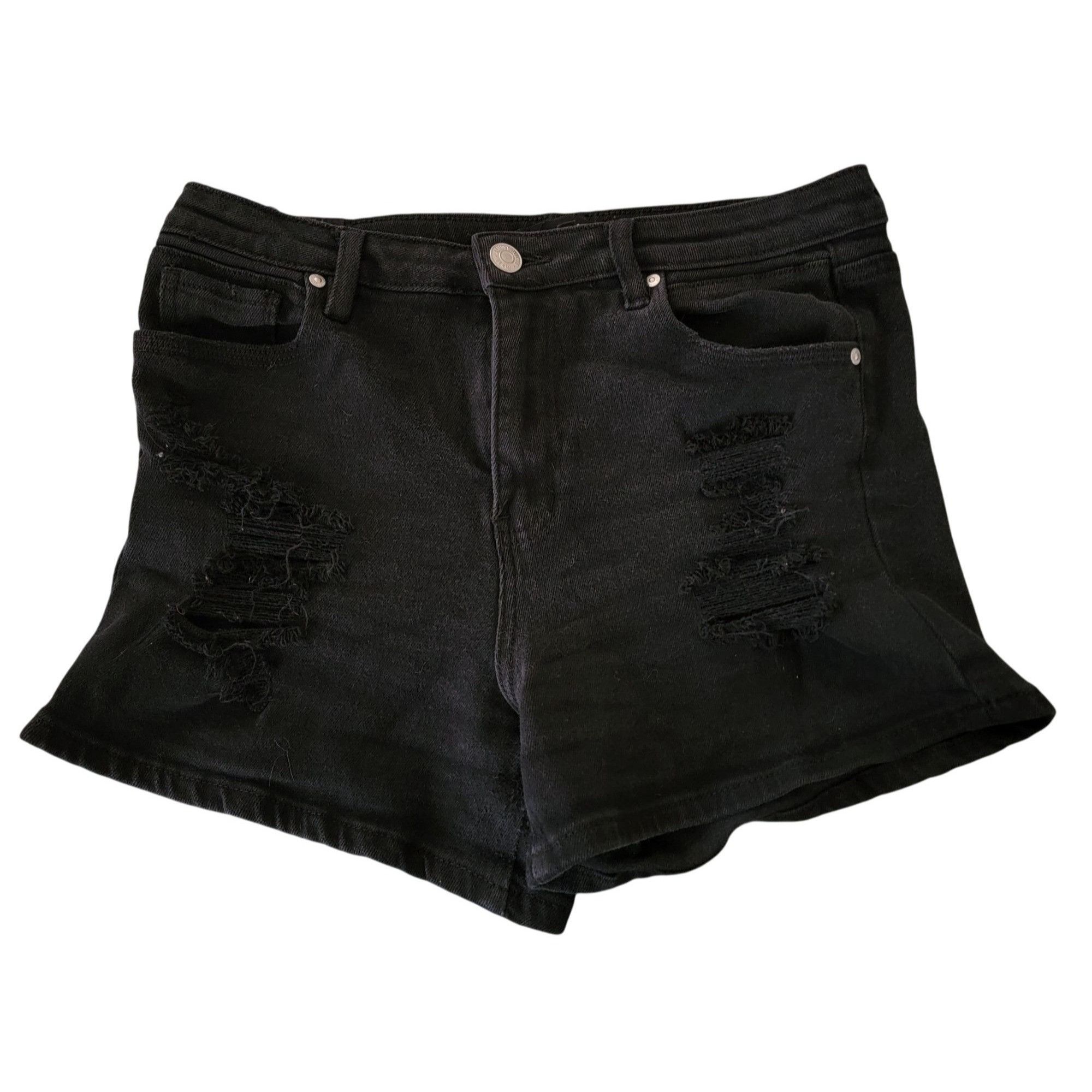 Almost Famous Almost Famous Womens Black Distressed Denim Shorts Size 11 Size 28" / US 6 / IT 42 - 1 Thumbnail