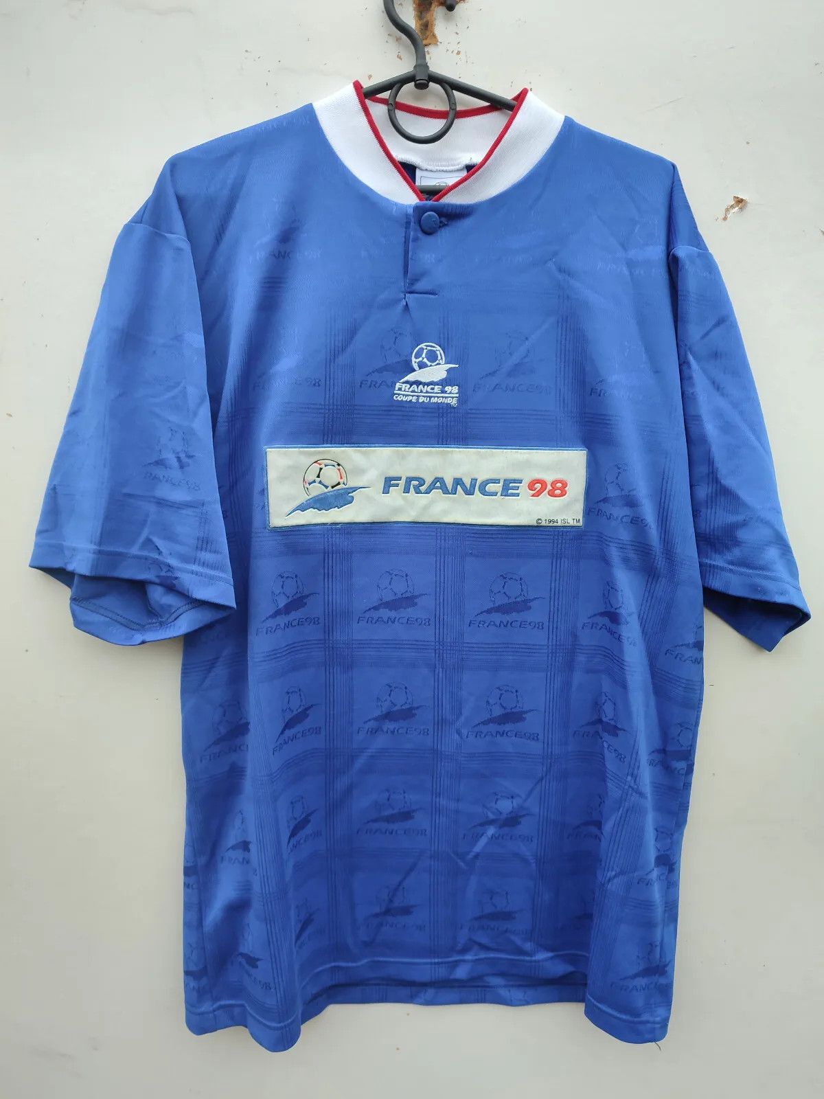 Vintage FRANCE 98 OFFICIAL LICENCED BLUE FOOTBALL SHIRT COUPE DU Size US M / EU 48-50 / 2 - 12 Thumbnail