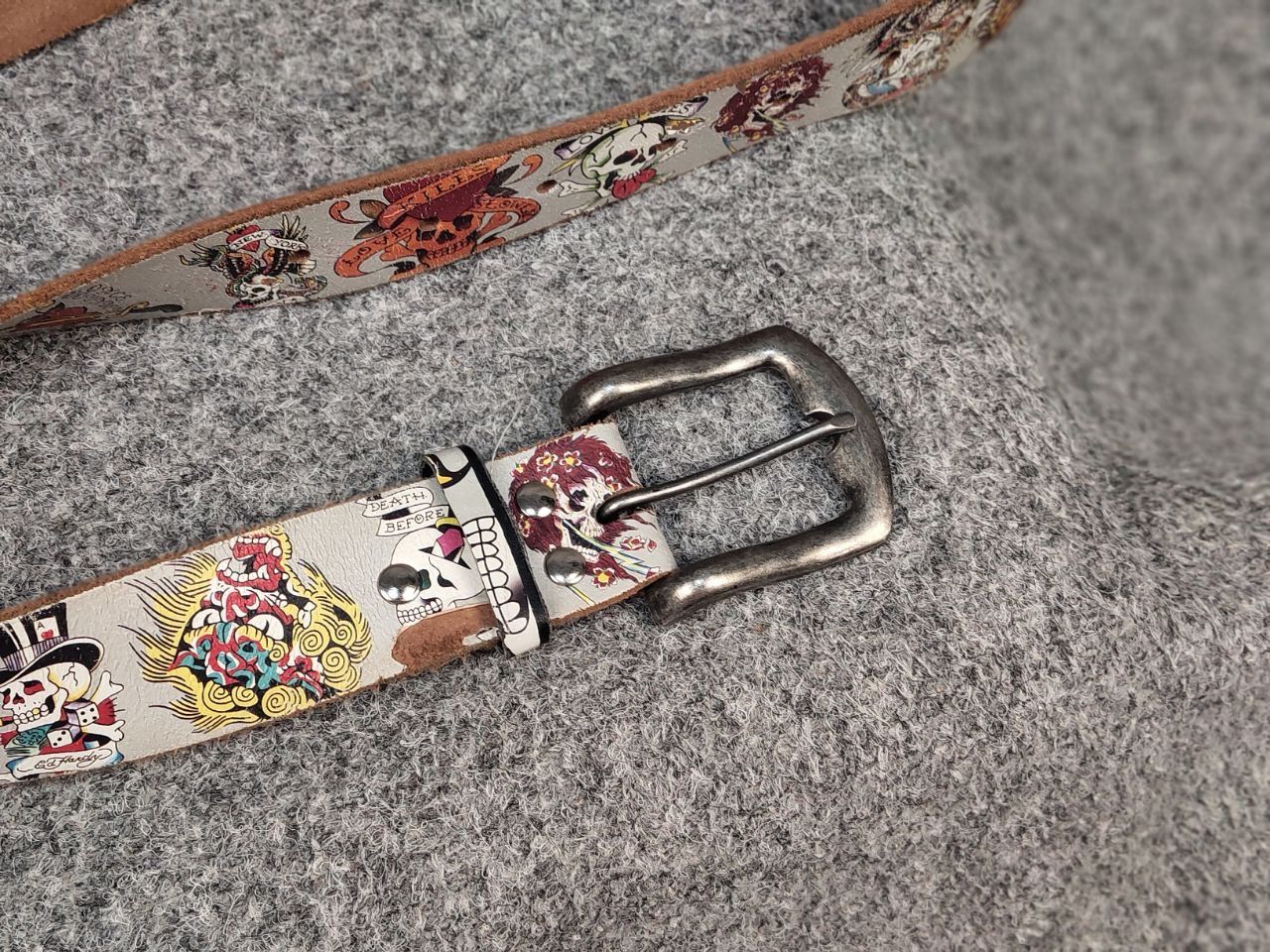 Ed Hardy Vintage Ed Hardy Multi Logo Brown Leather Belt Y2K Style Size ONE SIZE - 10 Thumbnail