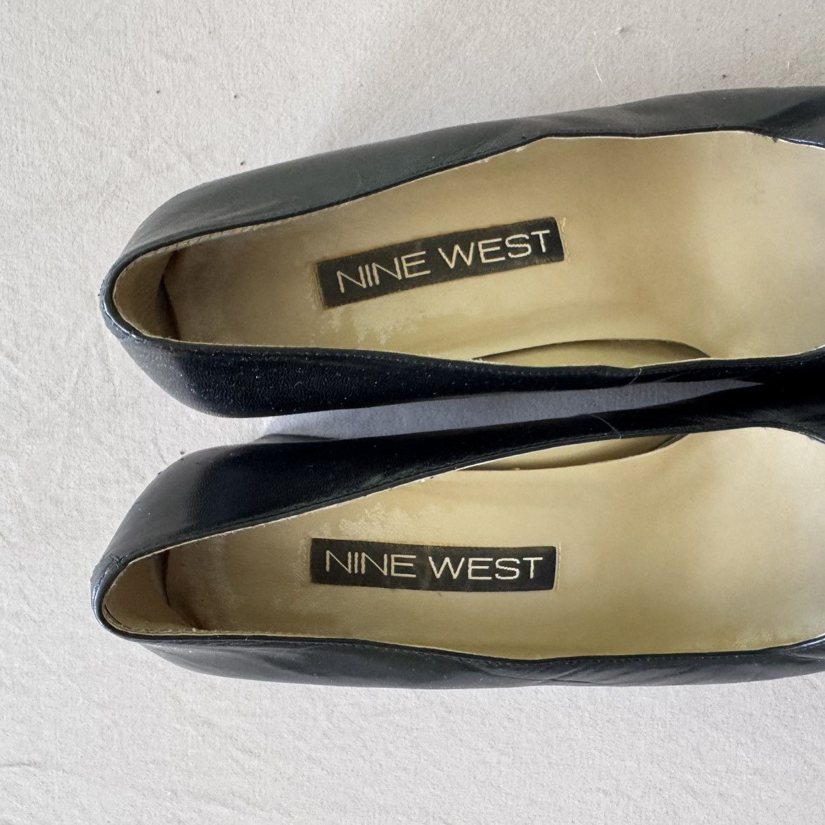 Nine West Vintage Nine West MAURGAN Black leather square toe pumps Size US 7.5 / IT 37.5 - 4 Thumbnail