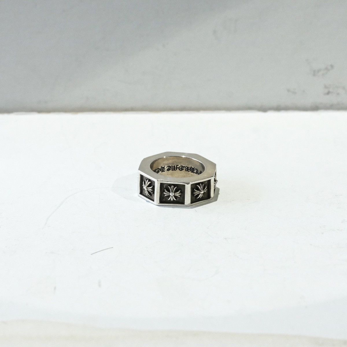 image of Chrome Hearts Alphabet Block Ring in Silver, Men's