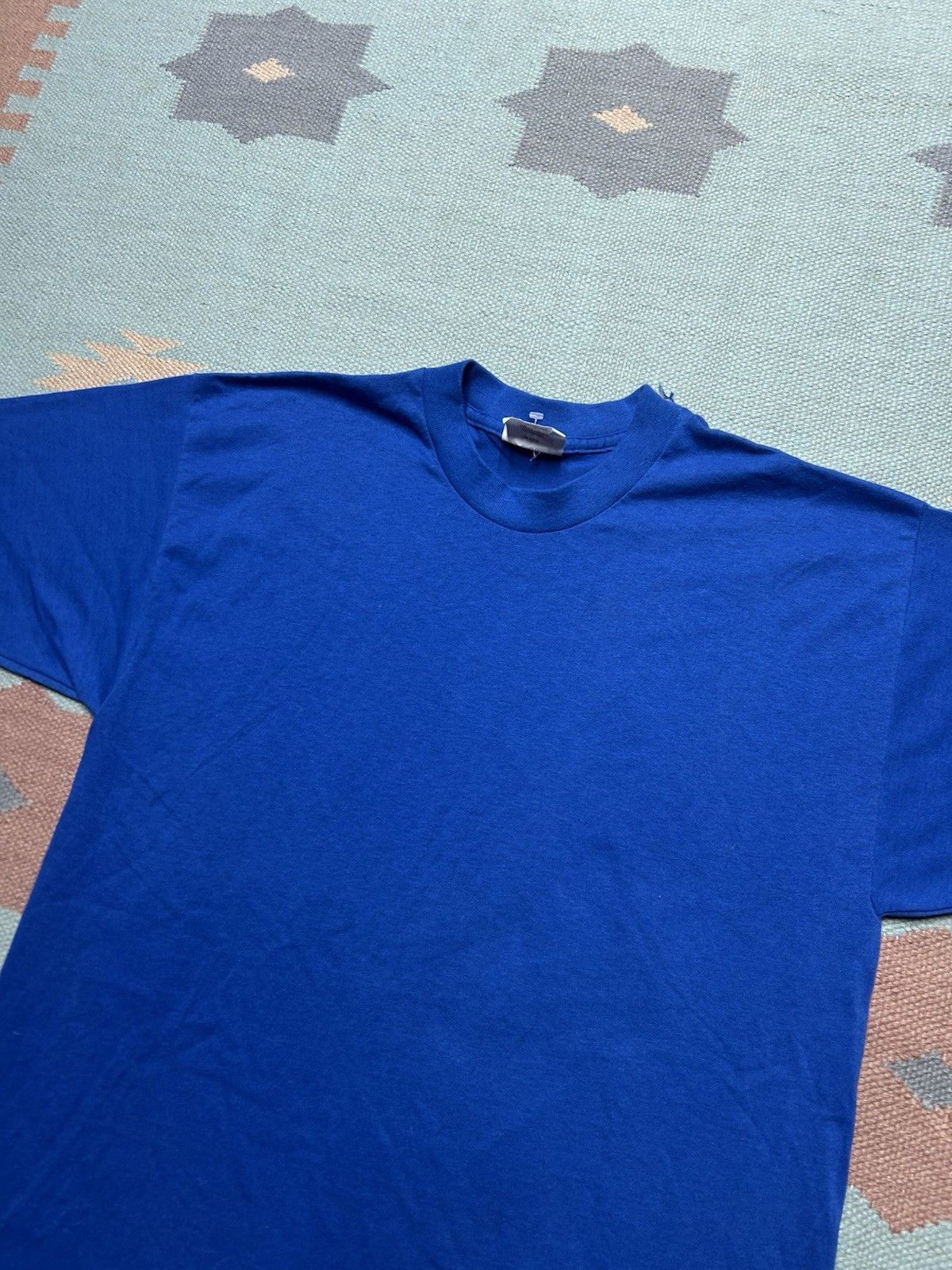 Vintage 80s blank t shirt single stitch poly cotton sportswear L/XL Size US L / EU 52-54 / 3 - 2 Thumbnail